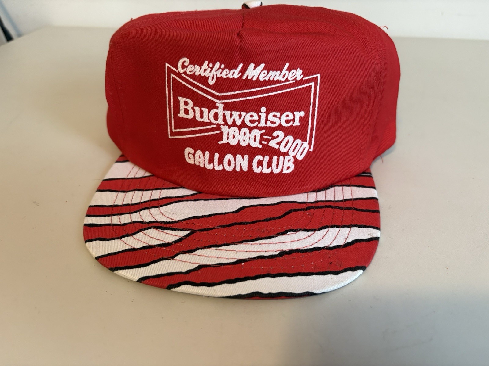 Budweiser 2000 Gallon Club Hat Trucker Tiger Stripe Snapback Certified Member Budweiser 2000 Gallon Club Hat Trucker Tiger Stripe Snapback Certified Member