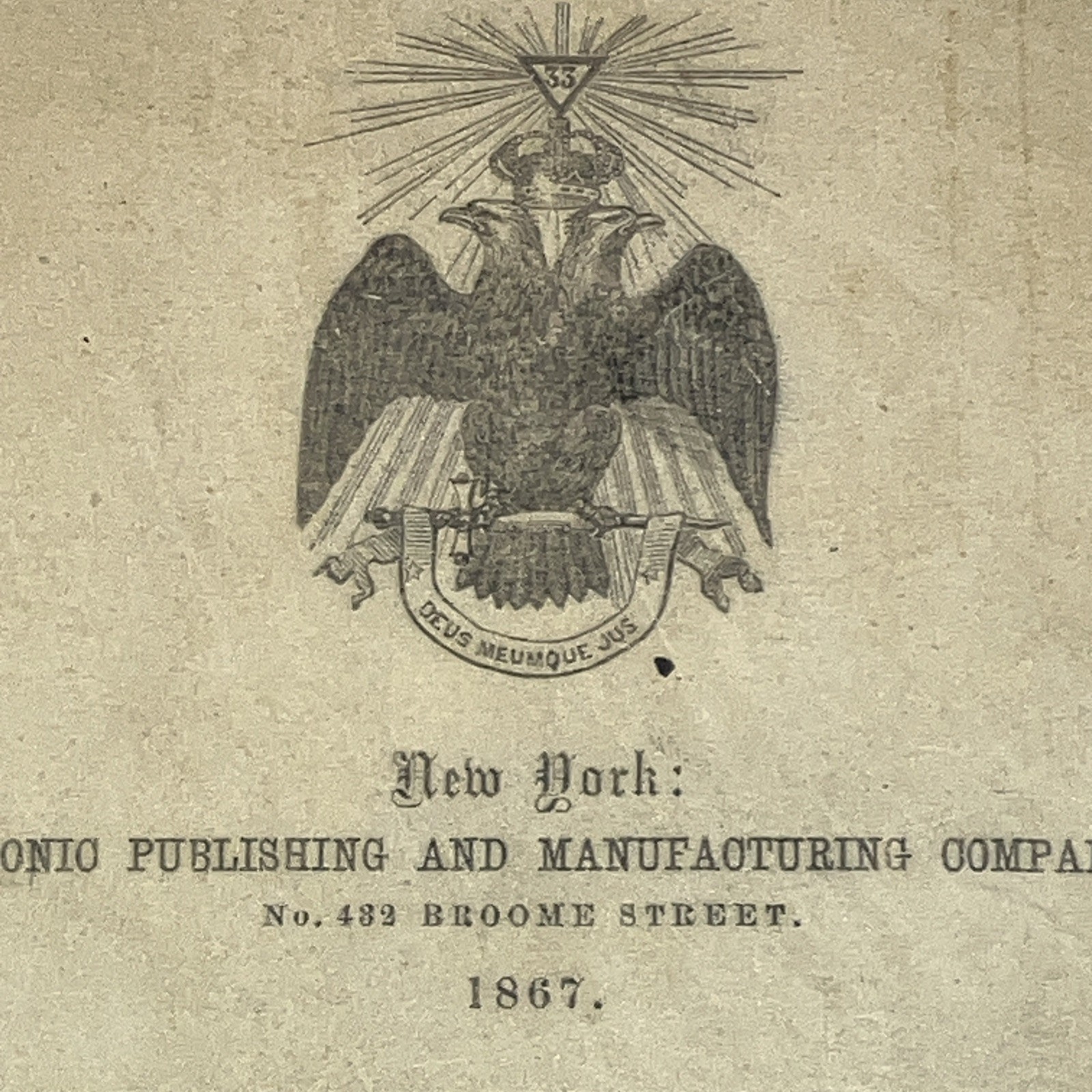 1867 Constitutions of the Supreme Council, A.A.S.R. N.MJ. FREEMASONRY Hebrew Alm