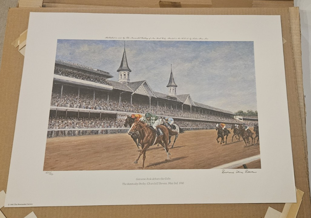Genuine Risk defeats Colts Kentucky Derby, Richard Stone Reeves S/N Litho w/ Box