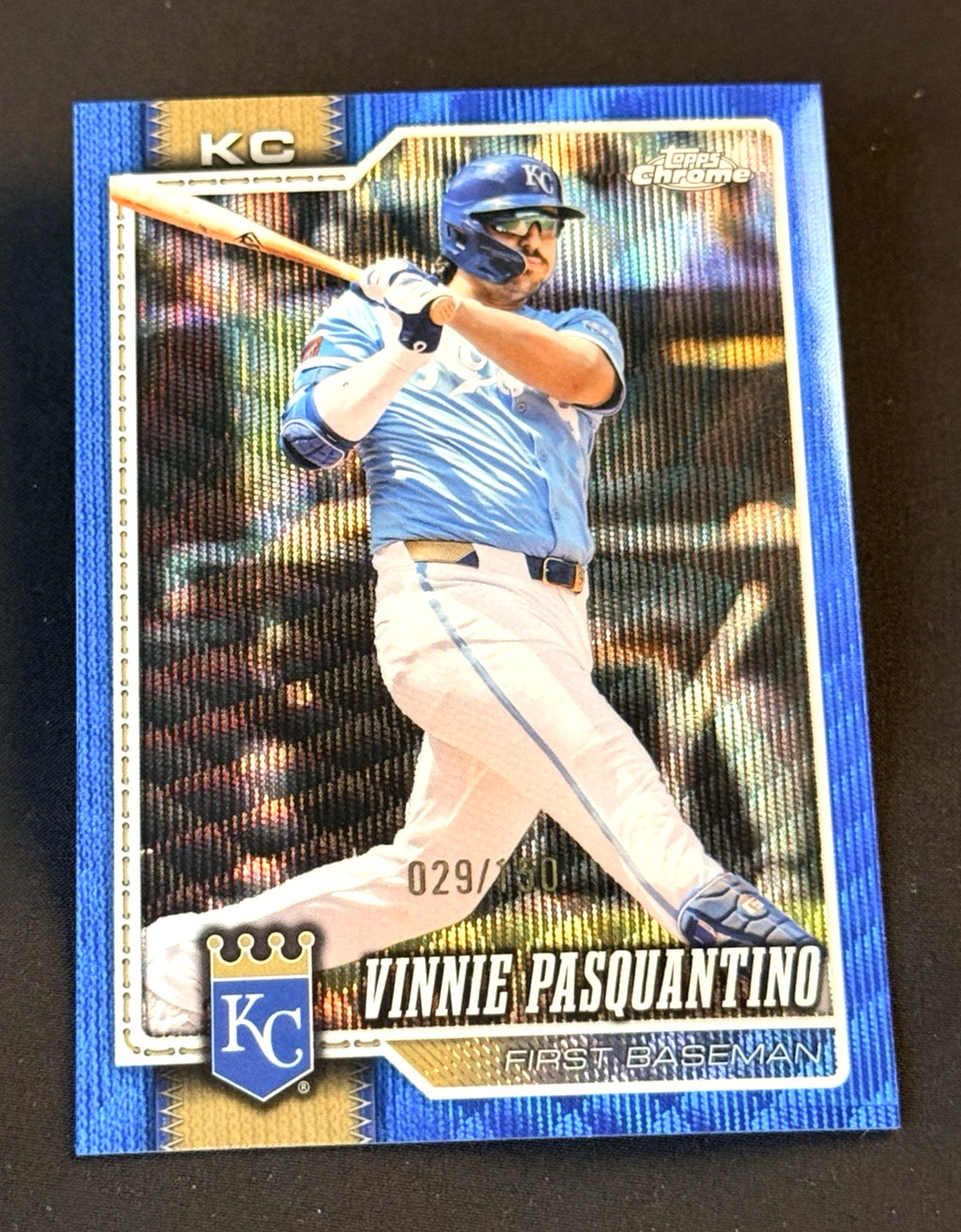 2026 Topps Chrome Royals Vinnie Pasquantino #162 Blue Wave Refractor 29/150