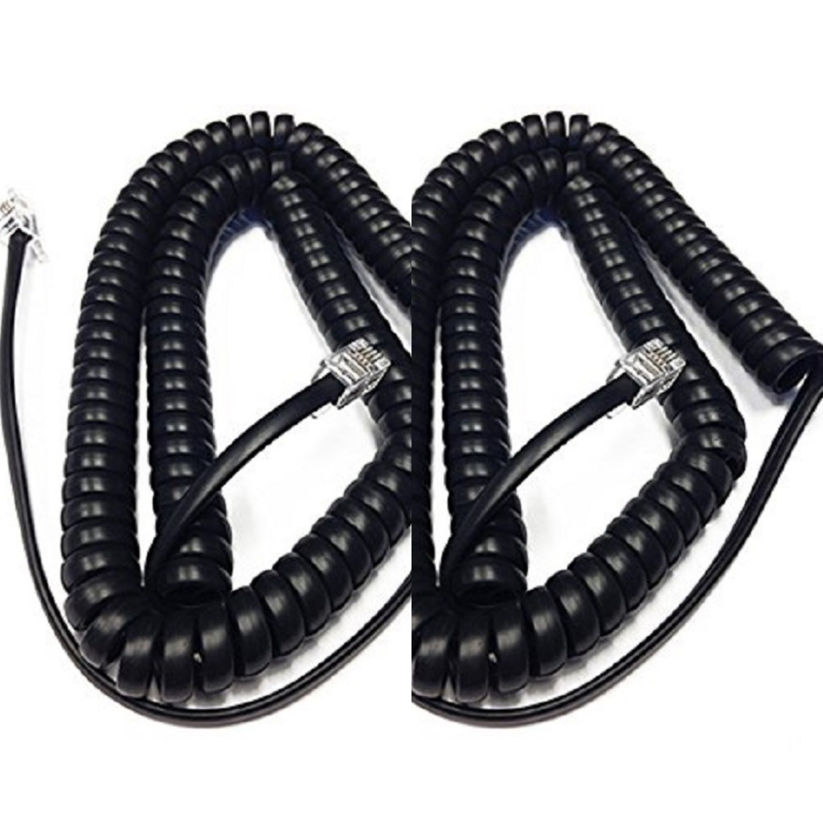 NEW 12 Ft Black Handset Receiver Cord Yealink IP SIP Phone All Models (2-Pack)
