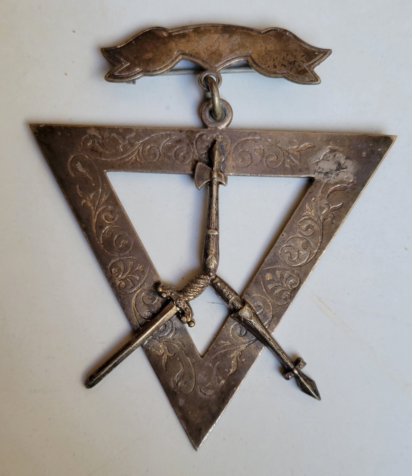 Vintage Antique Knights Of Pythias Pin SS Davis Supreme Lodge 1874  Silver metal