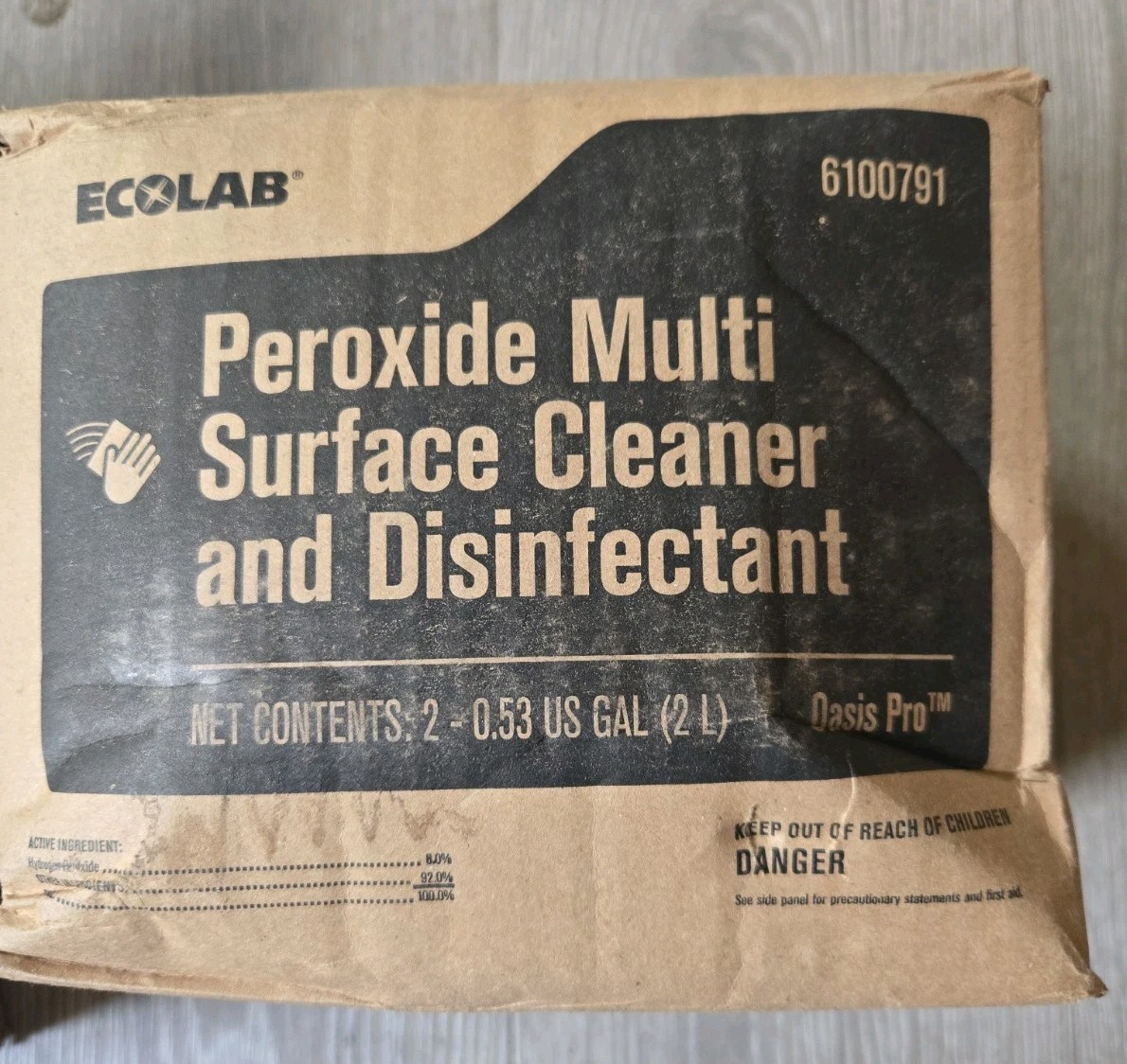 Ecolab 6100791 Peroxide Multi Surface Cleaner 2 Liters Each NEW 2 Bags
