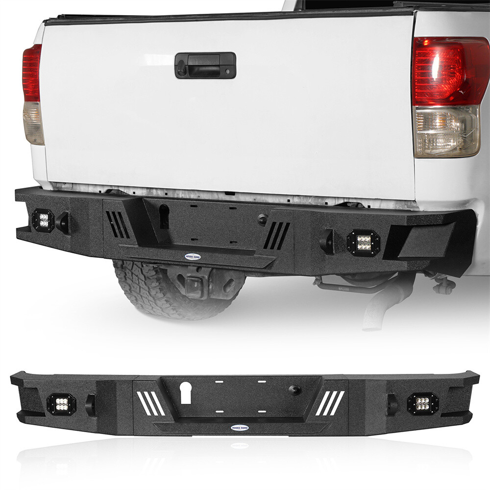 Fit 07-13 Toyota Tundra Full Width Offroad Rear Bumper Steel w/2* LED Floodlight