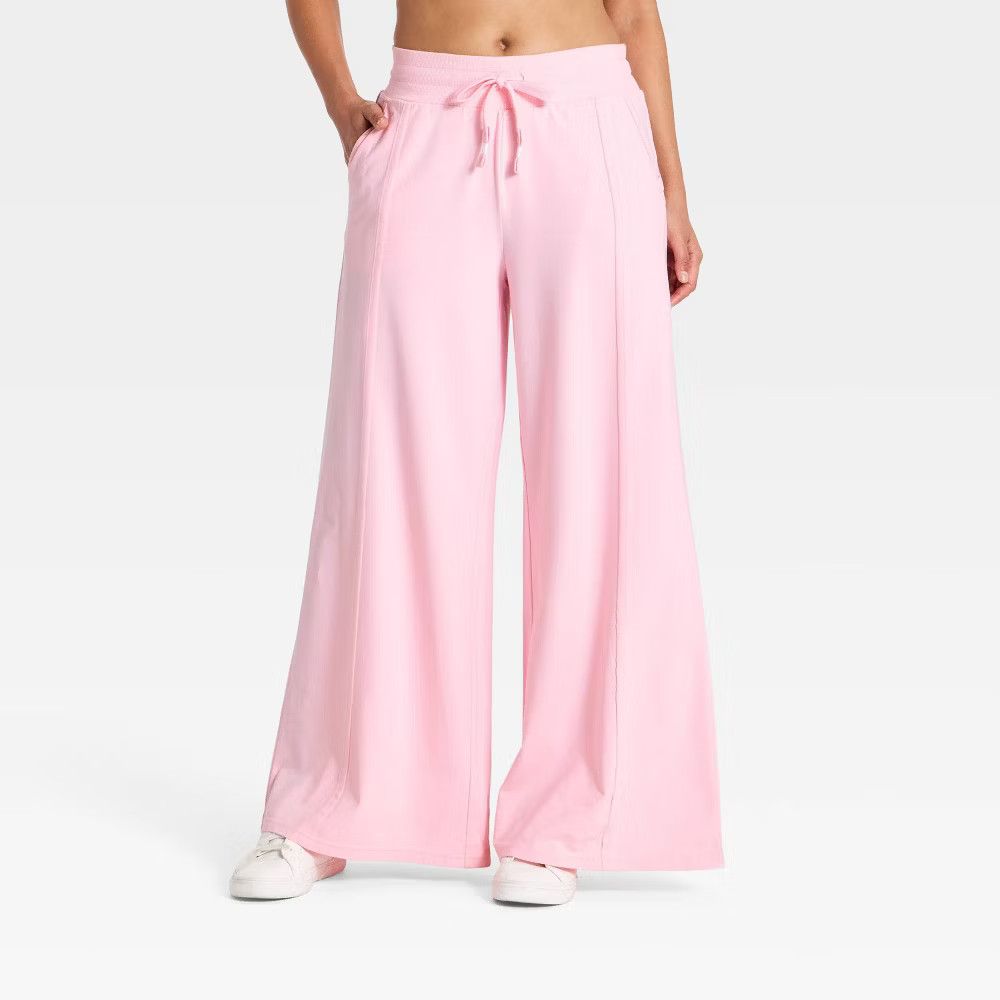 Women\'s Active Washed Jersey Wide Leg Pants - JoyLab Rose S