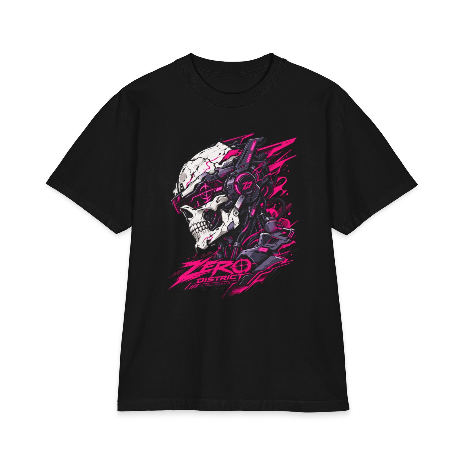 Cybernetic Oni Demon Skull T-Shirt Neon Japanese Streetwear Graphic Black Tee