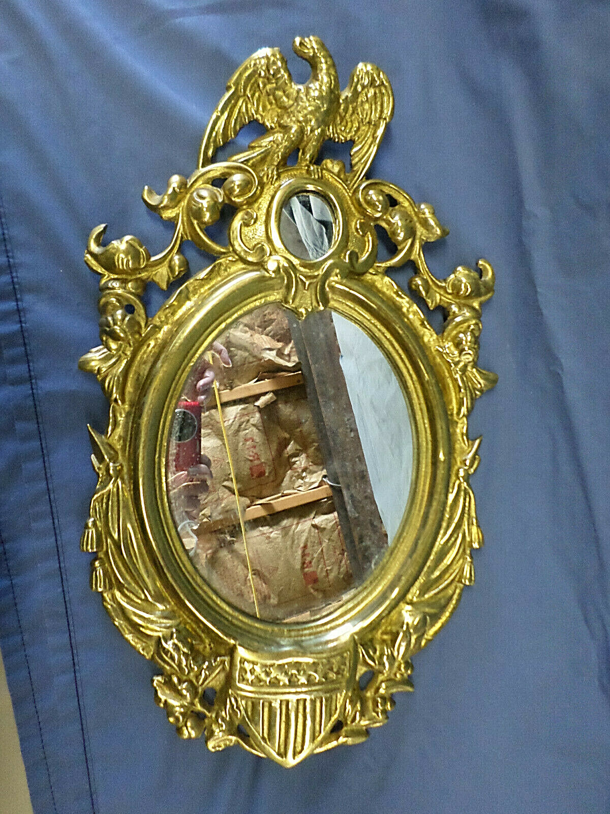 3452M Antq Brass Eagle Wall Mirror Early 1900\'s Replica of 1862 Civil War Era 3452M Antq Brass Eagle Wall Mirror Early 1900\'s Replica of 1862 Civil War Era