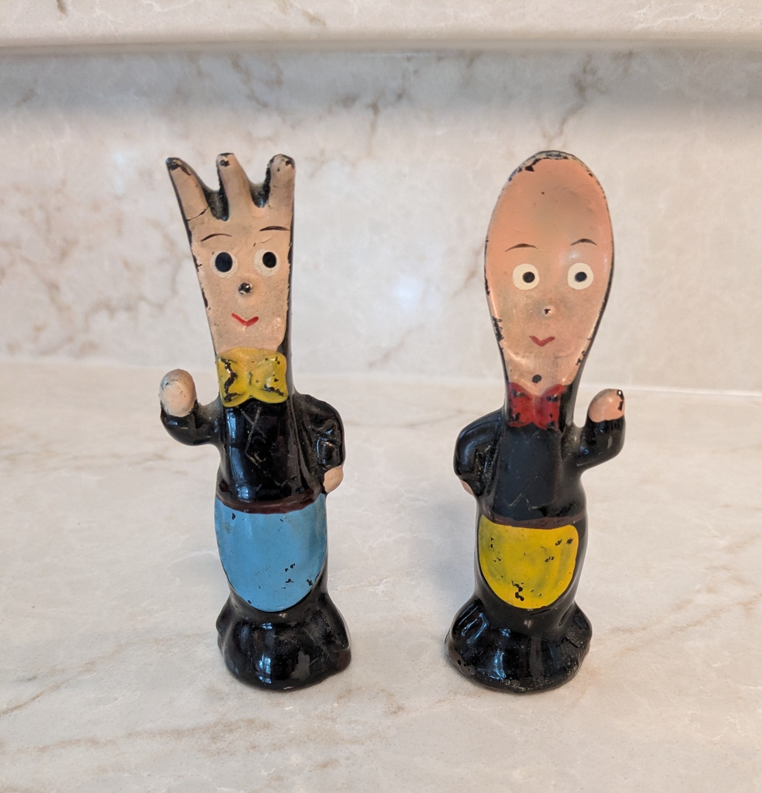 Vintage Anthropomorphic  Spoon & Fork Salt & Pepper Shakers -  Japan
