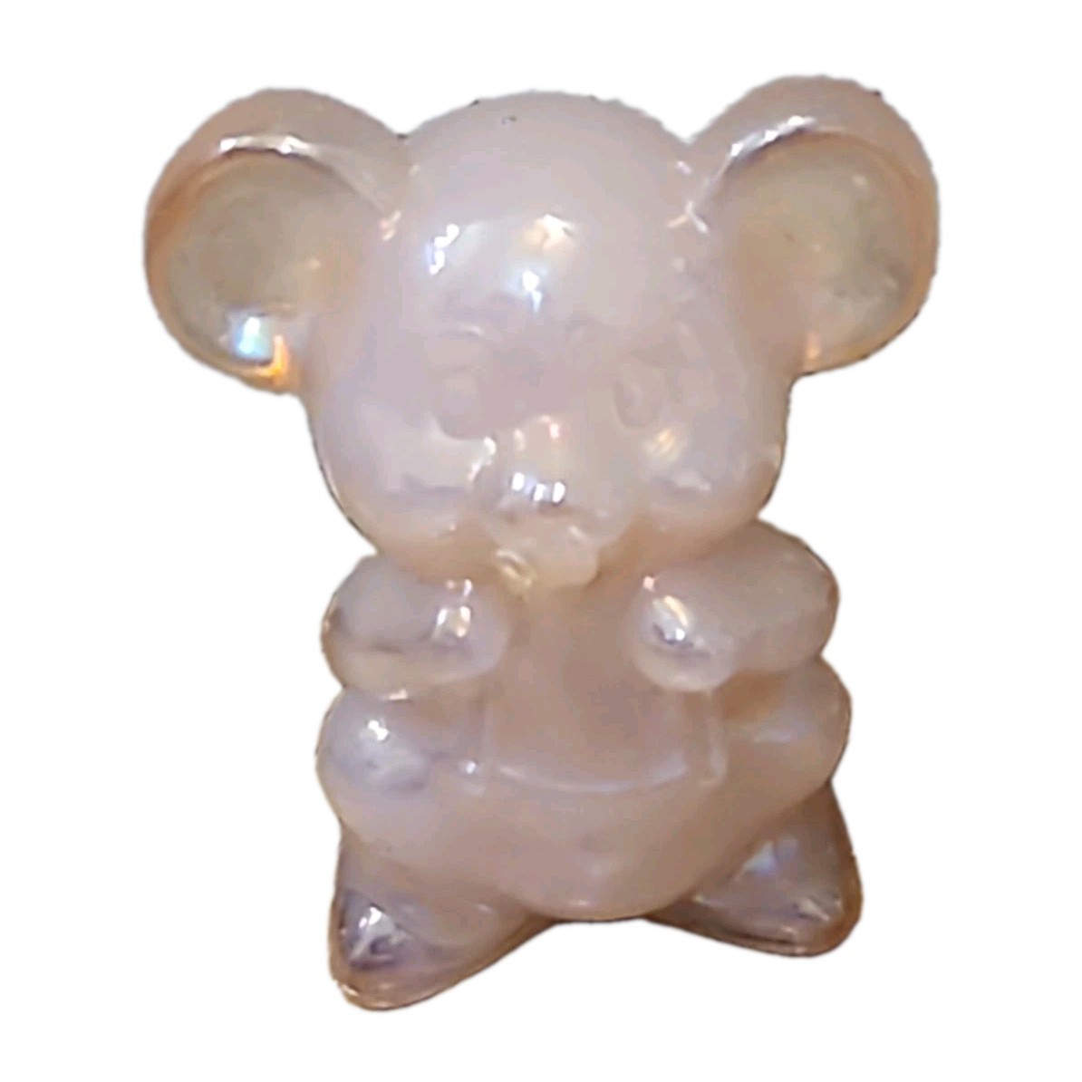 Vintage Boyd Glass Willie The Mouse Crown Tuscan Light Pink Iridescence