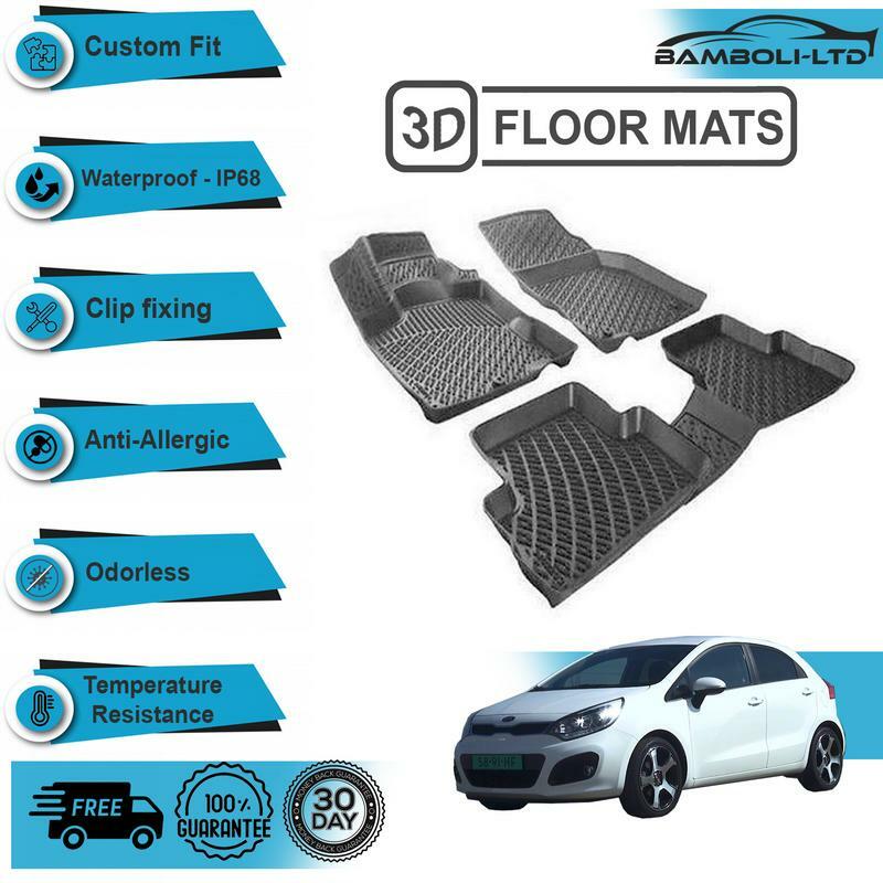 3D Molded Interior Car Floor Mat for Kia Rio 2011-2016(Black)