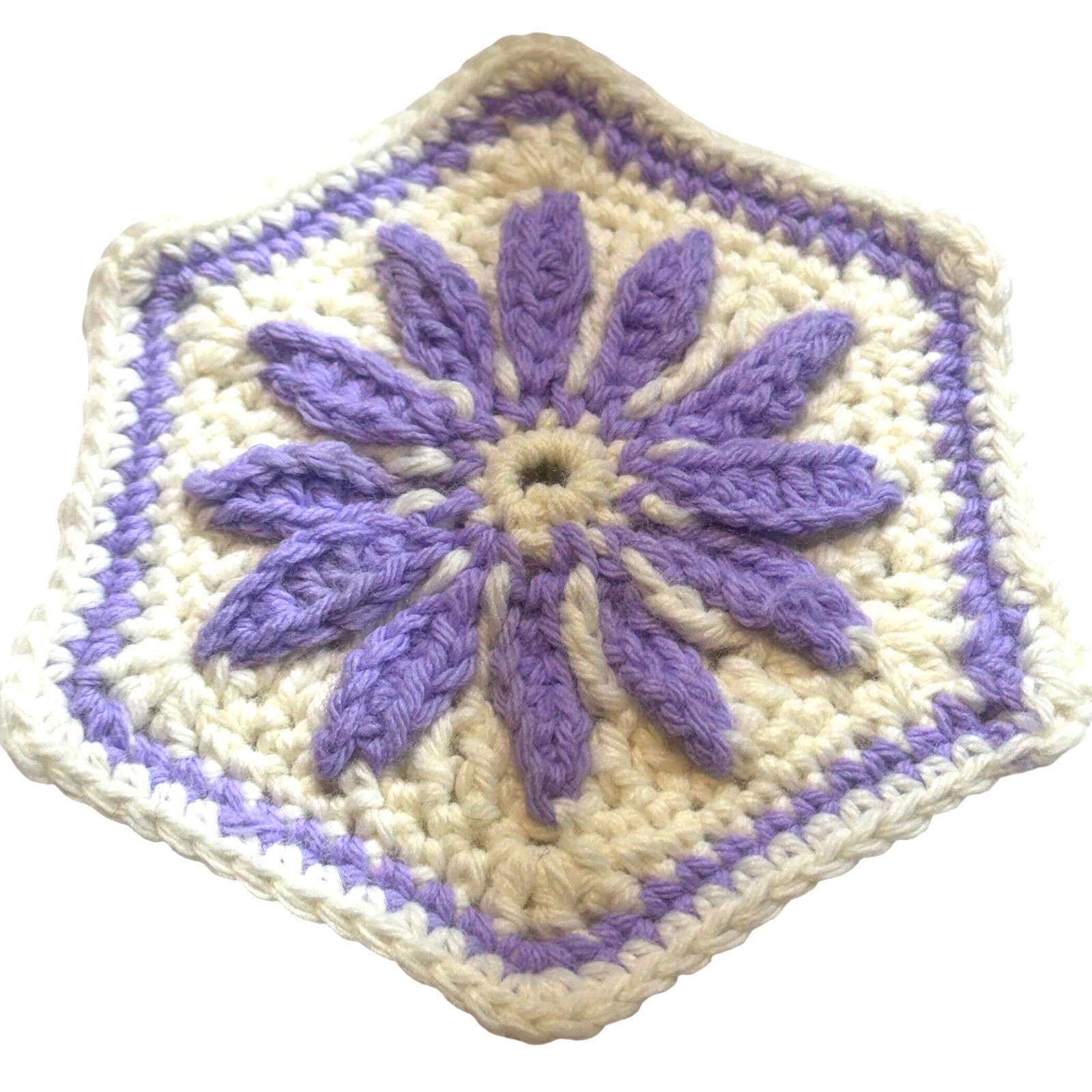 Handmade Crochet Floral Hexagon Motif 7\