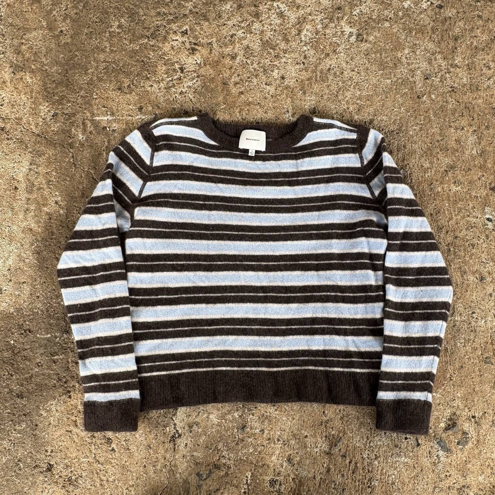 Reformation Cashmere Boyfriend Sweater in the Ice Water Multi Stripe Womens S