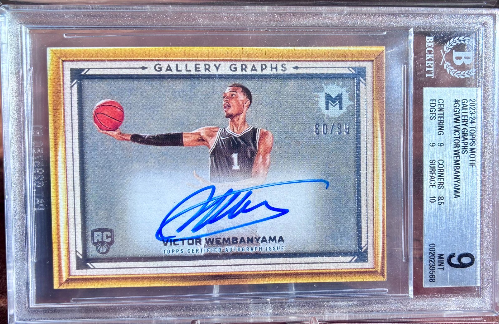 2023-24 Topps Motif VICTOR WEMBANYAMA #60/99 Gallery Graphs Rookie Auto RC BGS 9 2023-24 Topps Motif VICTOR WEMBANYAMA #60/99 Gallery Graphs Rookie Auto RC BGS 9
