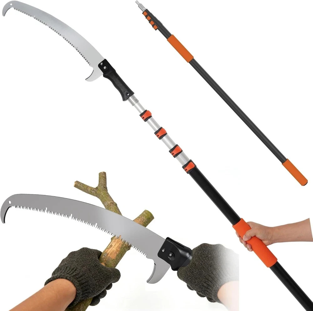 26FT Reach Pole Saws for Tree Trimming, Manual Pole Saw with 5-20FT Telescoping