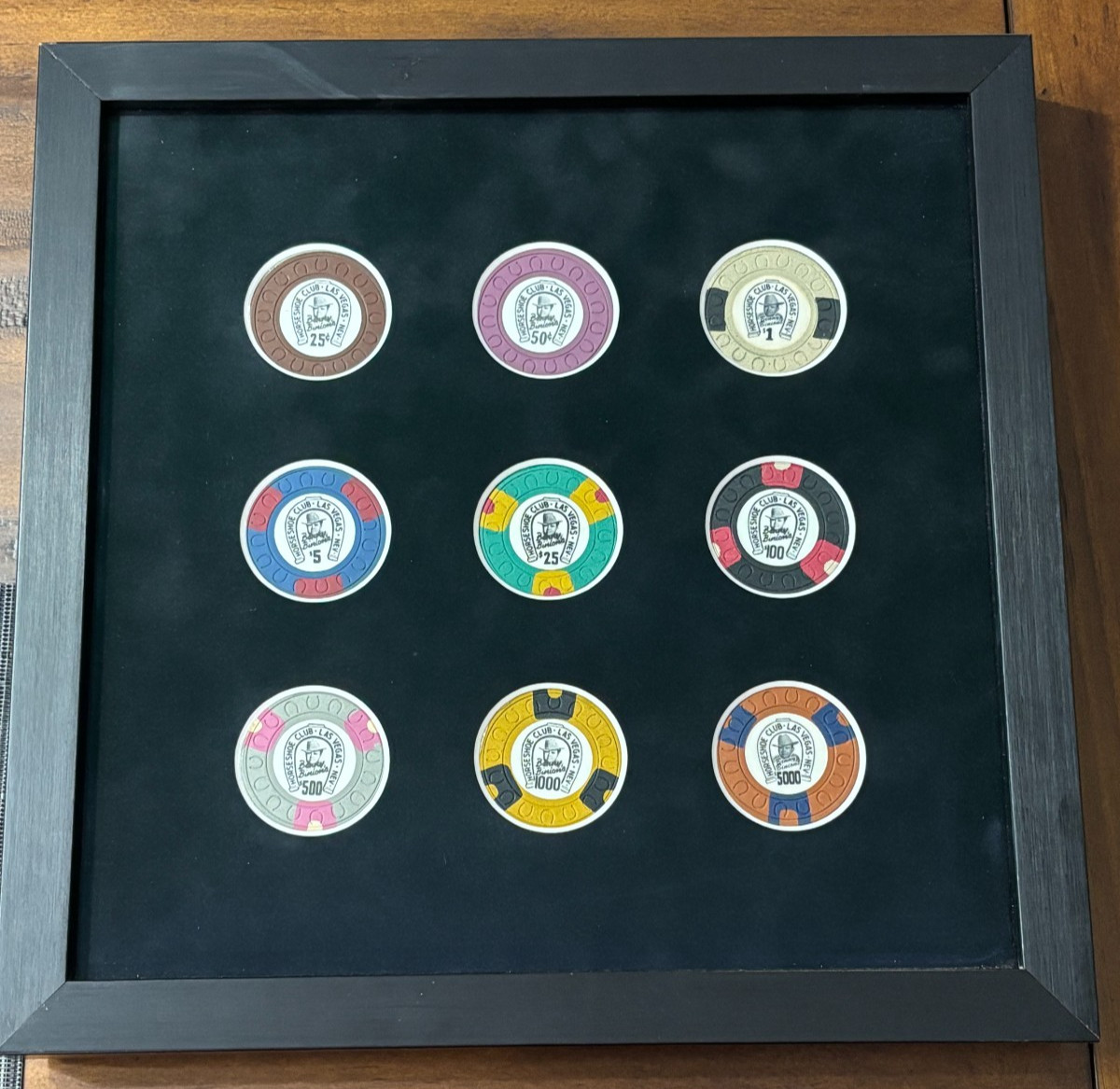 Benny Binion's Horseshoe Club Chip Set .25 .50 $1 $5 $25 $100 $500 $1,000 $5,000