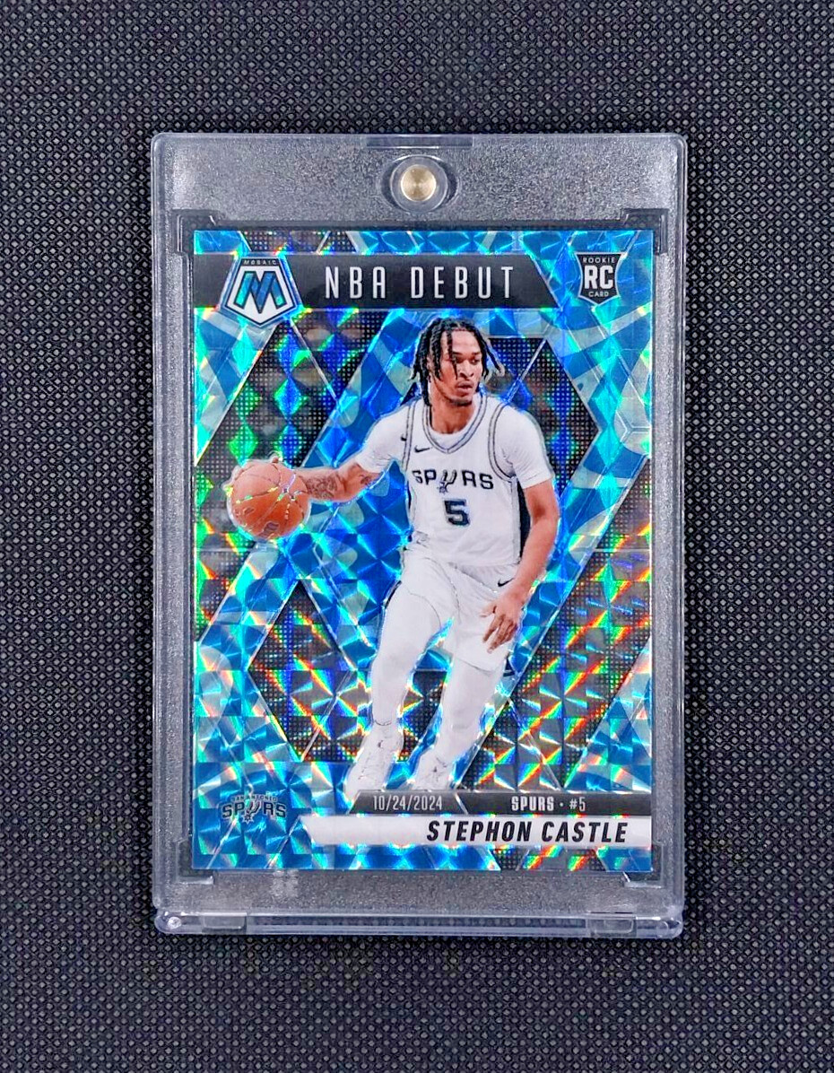 RARE ROOKIE STEPHON CASTLE LIGHT BLUE BURST 2024-25 MOSAIC NBA DEBUT RC CARD 🔥