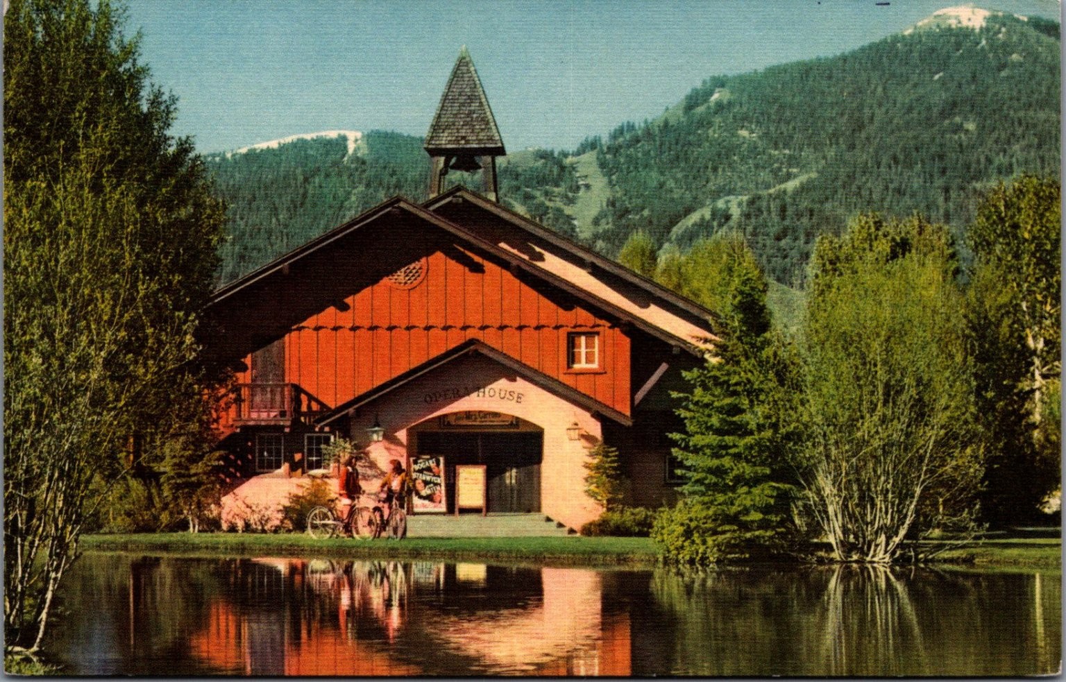 Sun Valley Idaho Opera House Union Pacific Railroad Vintage Postcard
