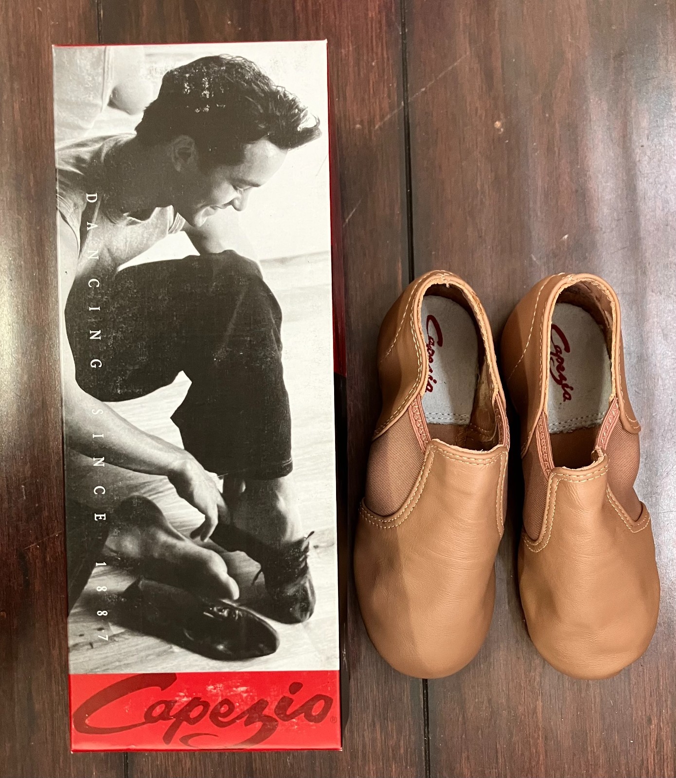NIB Capezio #CG15C Stretch Suntan Jazz Dance Shoe Child Size 11M, 12M, 12W Avail