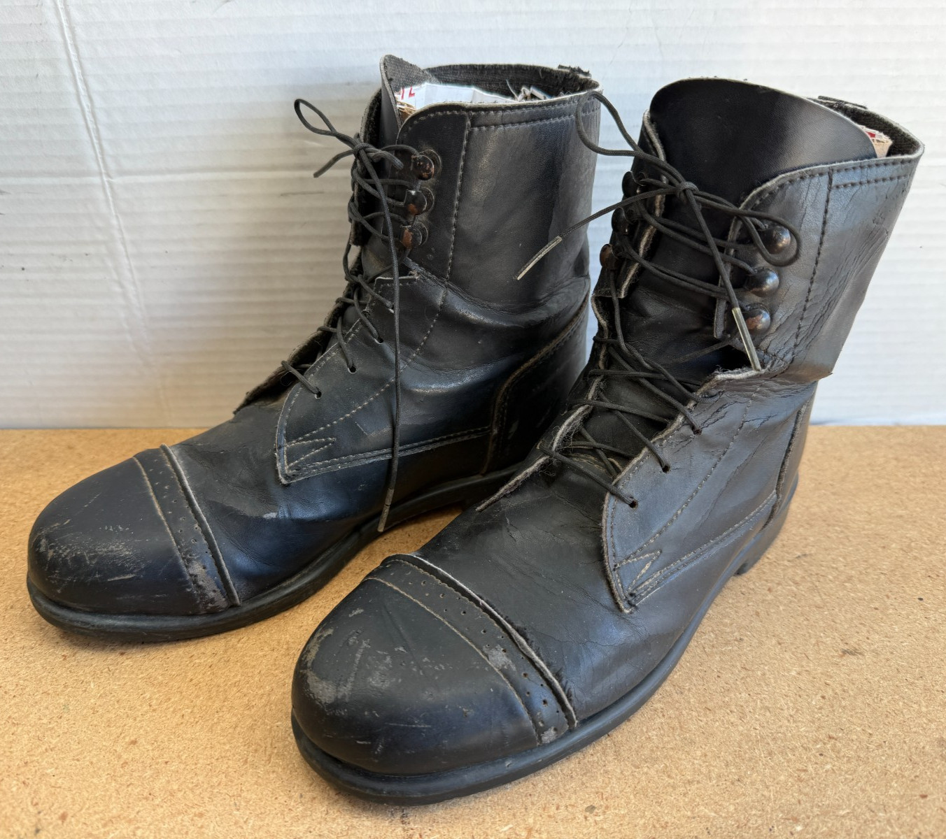 VTG Women\'s Sz 6.5 Black Military Leather Boots Combat