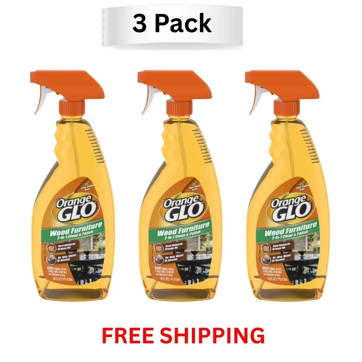 Orange Glo Wood Furniture 2-in-1 Clean & Polish Spray, 16 oz Pack of 3 Orange Glo Wood Furniture 2-in-1 Clean & Polish Spray, 16 oz Pack of 3