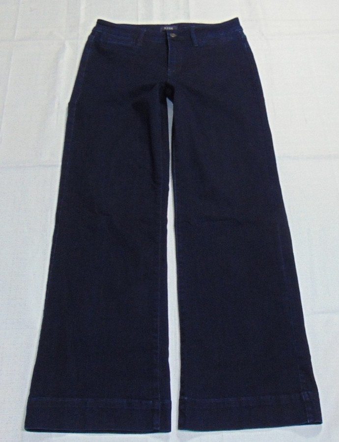 NYDJ Womens Size 8 Dark Wash Denim Trouser Wide Leg Blue Stretch Pockets Jeans NYDJ Womens Size 8 Dark Wash Denim Trouser Wide Leg Blue Stretch Pockets Jeans