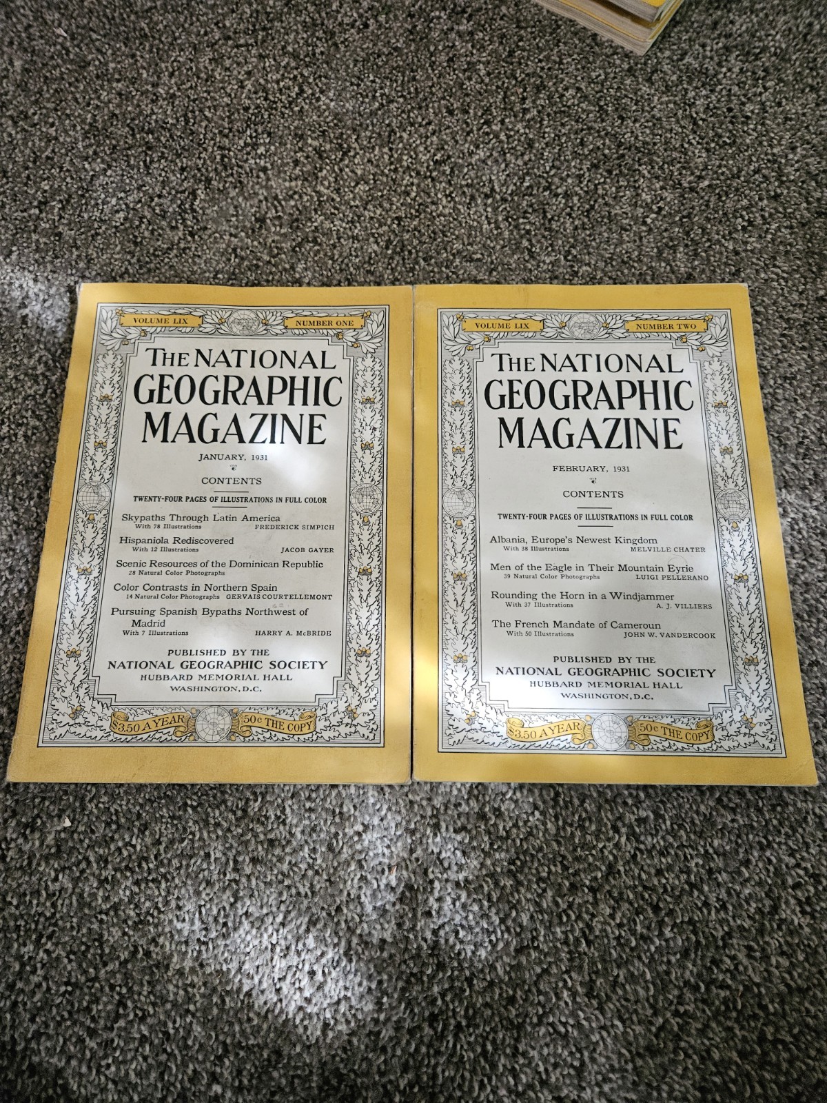 NATIONAL GEOGRAPHIC Magazine 1931 January & February - 2 Magazines