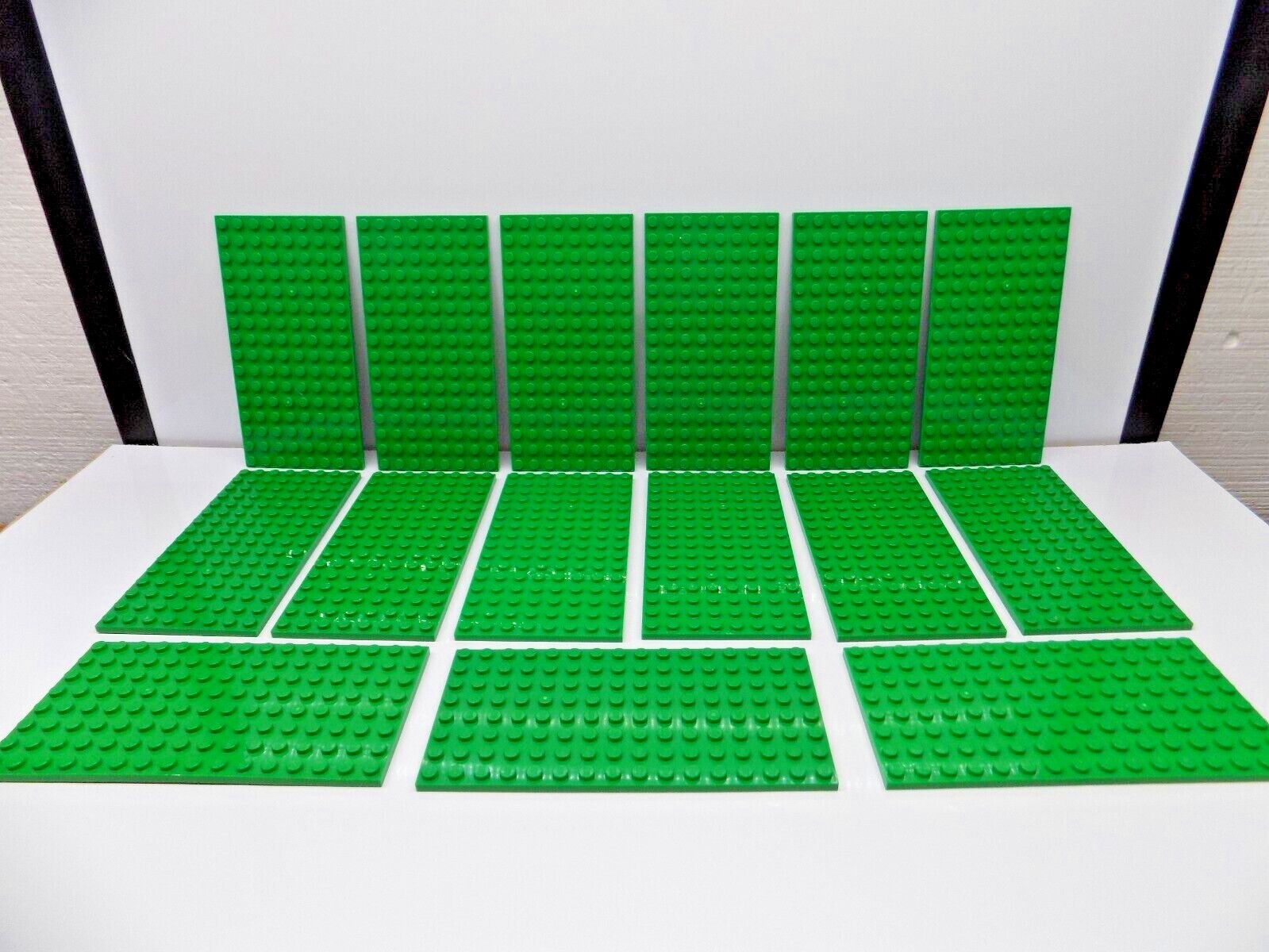 Lego 15 pc. Dark Green Studded Base Plates Lot {WASHED}