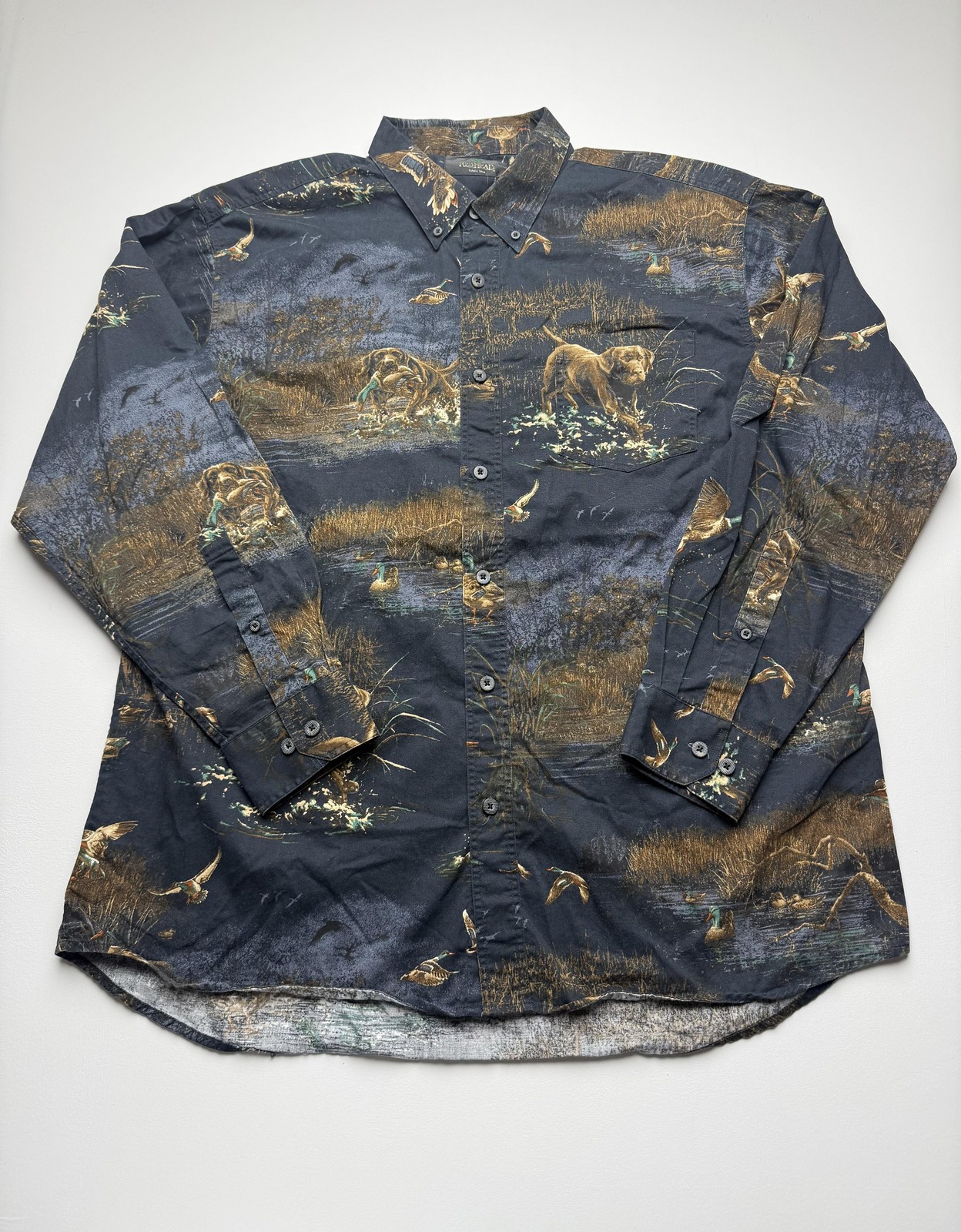 RedHead Shirt Mens XL Blue Hunting Graphic Long Sleeve Button Up Outdoor Casual