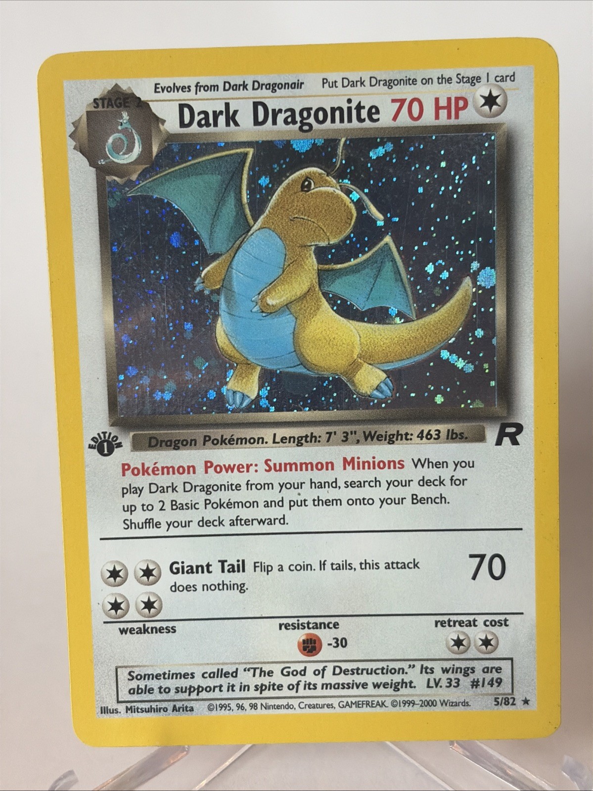 2000 Pokémon Team Rocket Dark Dragonite 5/82 1st Edition Holo Rare