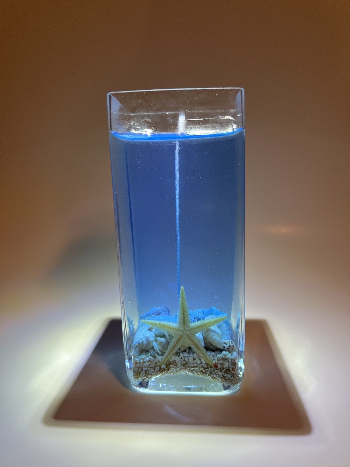 Ocean-Themed Gel Candle In Large Glass - Scented & Handcrafted Gift (Blue)