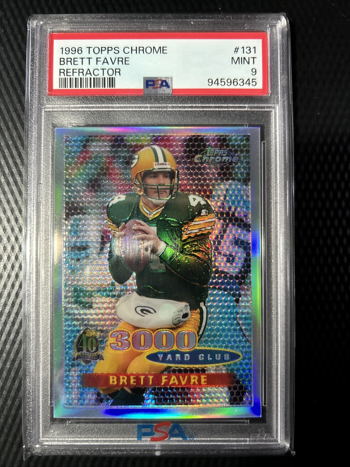 1996 Topps Chrome - 3000 Yard Club Brett Favre #131 Refractor PSA 9 Rare Low Pop