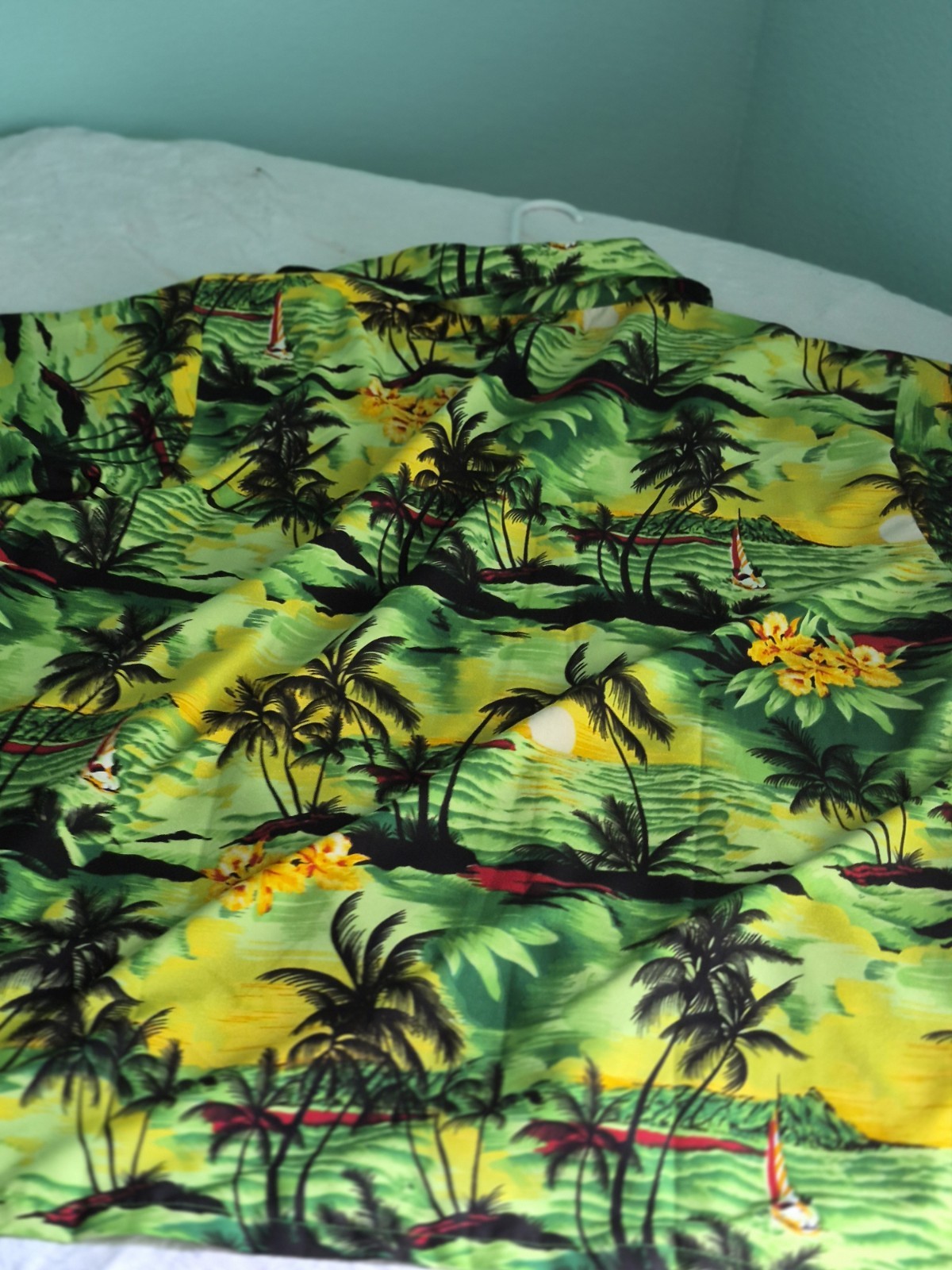 Men\'s Tropical Shirt 3XB Short Sleeve, Button Down, Silk, Caribbean