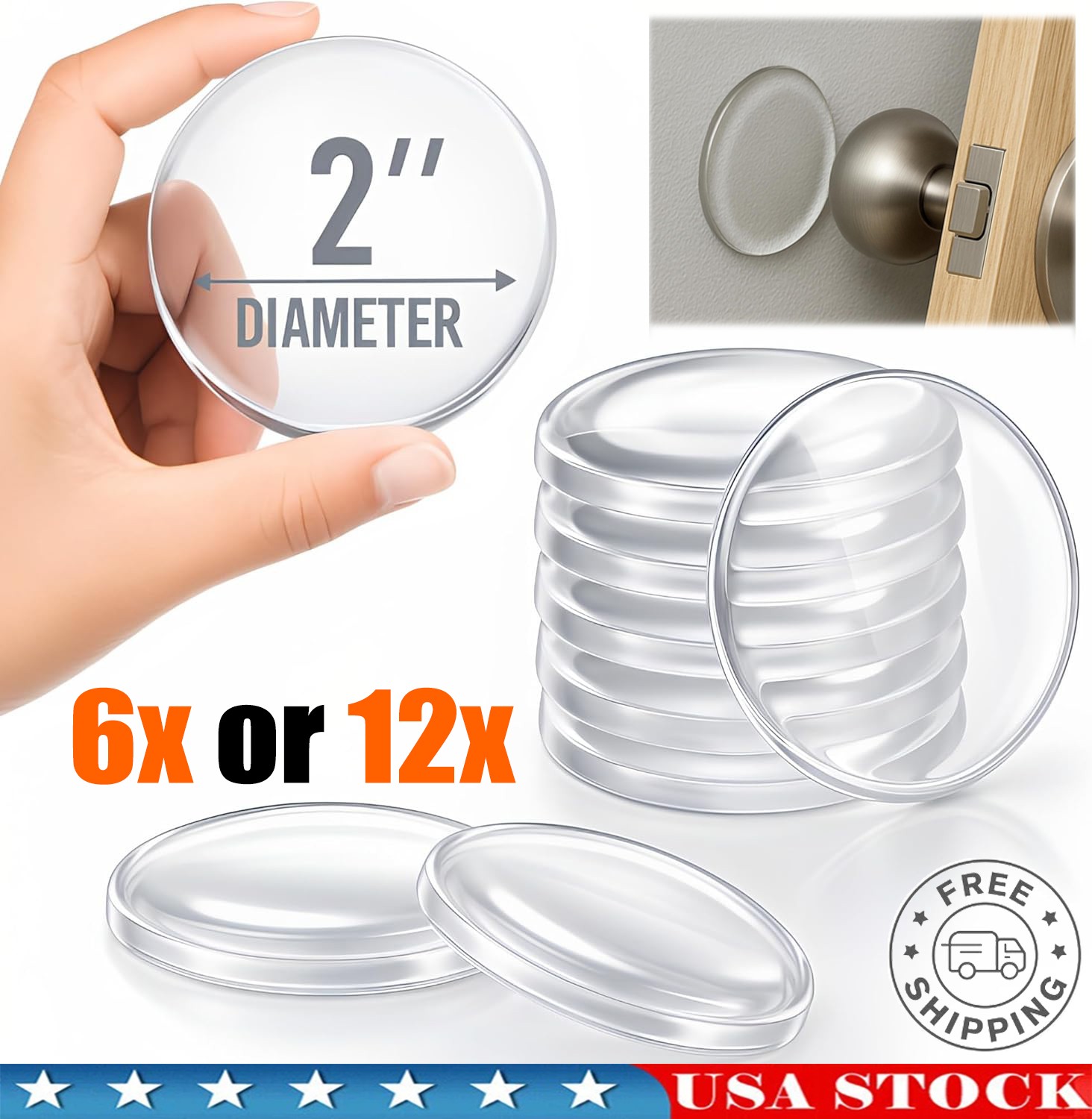 6pcs-12pcs Door Stoppers for Wall, Door Knob Wall Protector 2\