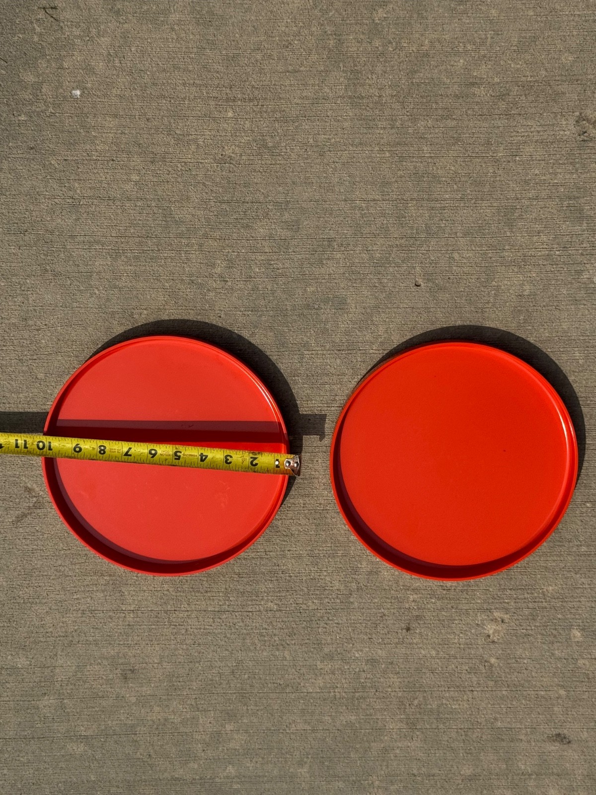VINTAGE MCM HELLER MASSIMO VIGNELLI ROUND MELAMINE SERVING TRAY-ORANGE-ITALY