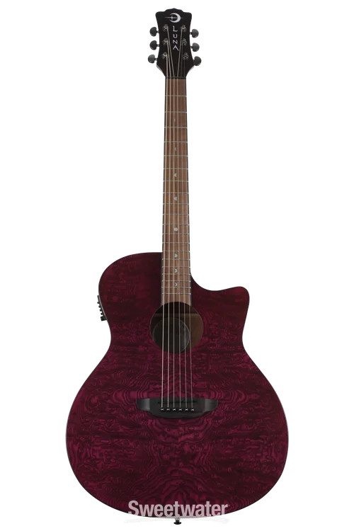 Luna Gypsy, Quilted Ash Acoustic-Electric Guitar - Transparent Purple