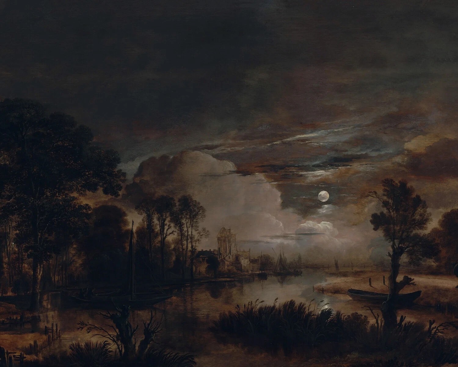 1647 Moonlit Landscape vintage art print antique painting