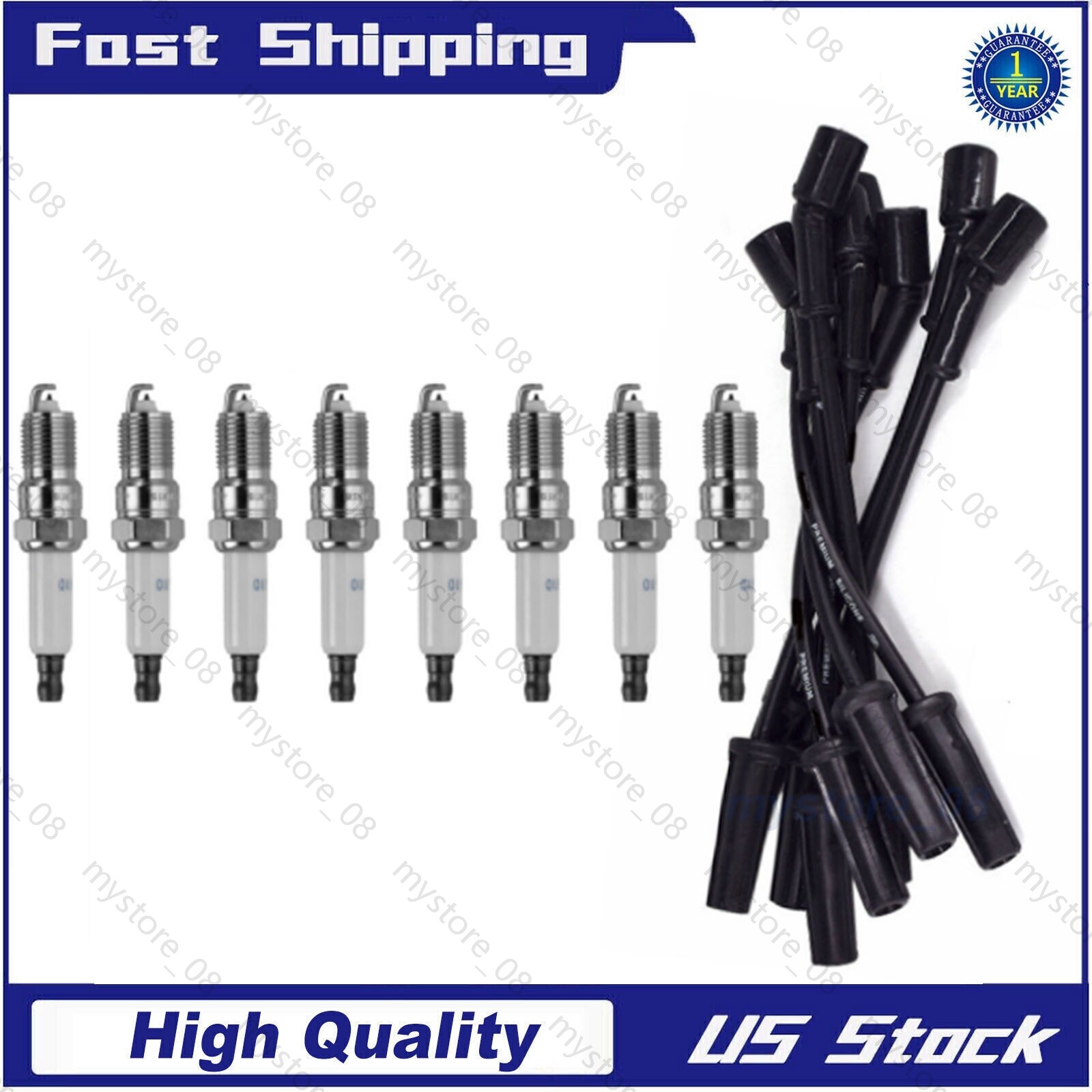8pcs Real Iridium Spark Plugs and Wires OEM 9748HH For GMC Chevy Hummer 5.3 6.0