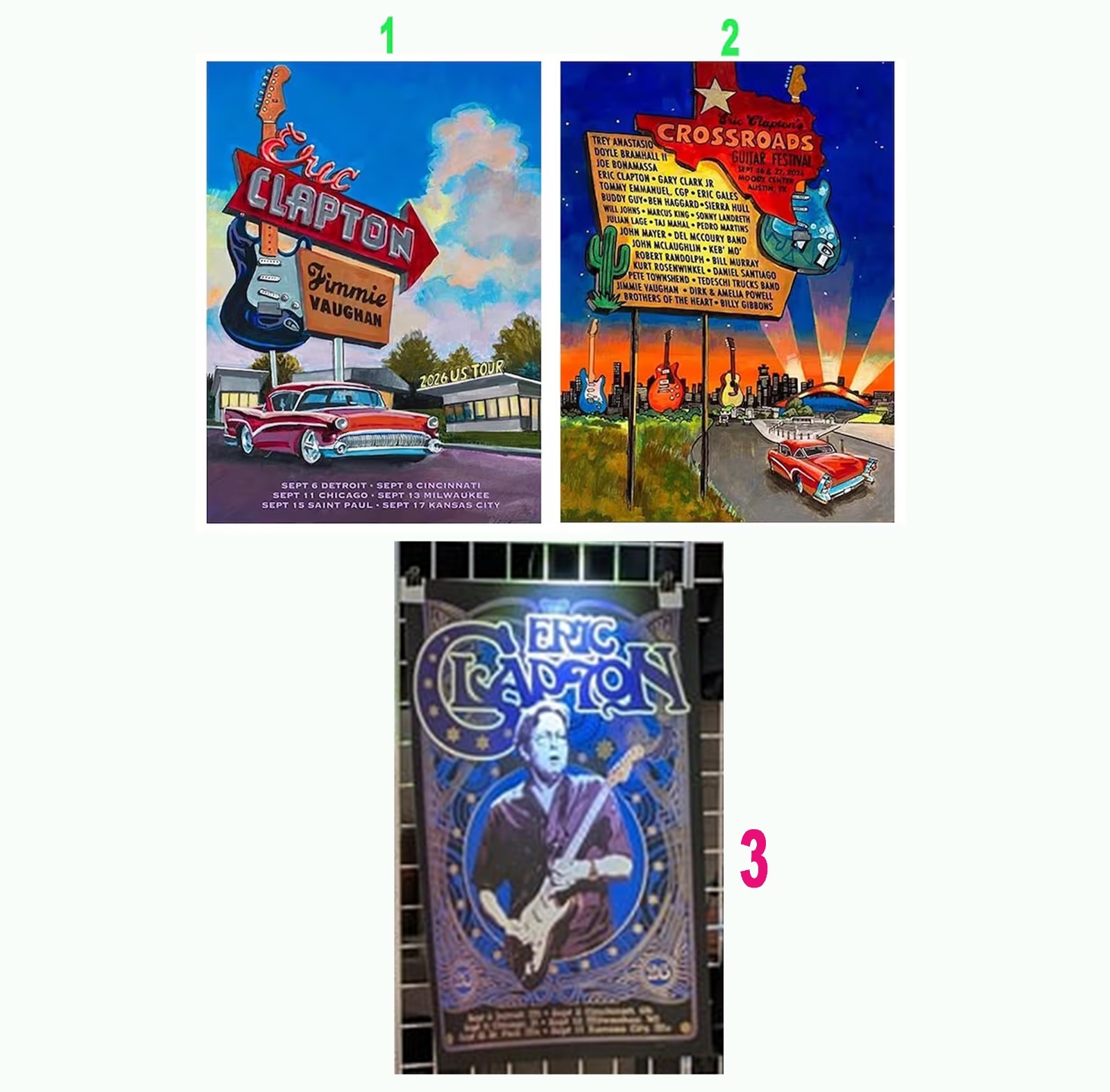 Eric Clapton 2026 Tour US reprint Poster