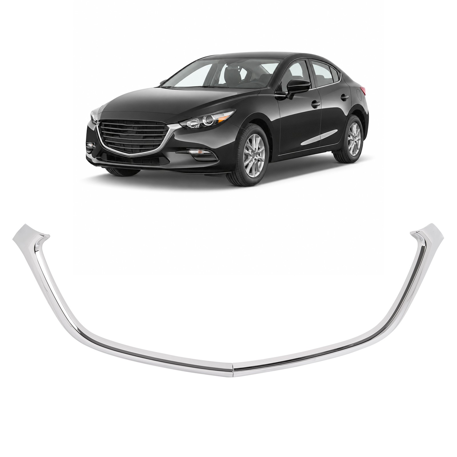 Front Lower Grille Molding Trim Set For 2017-2018 Mazda 3  Sedan / Hatchback
