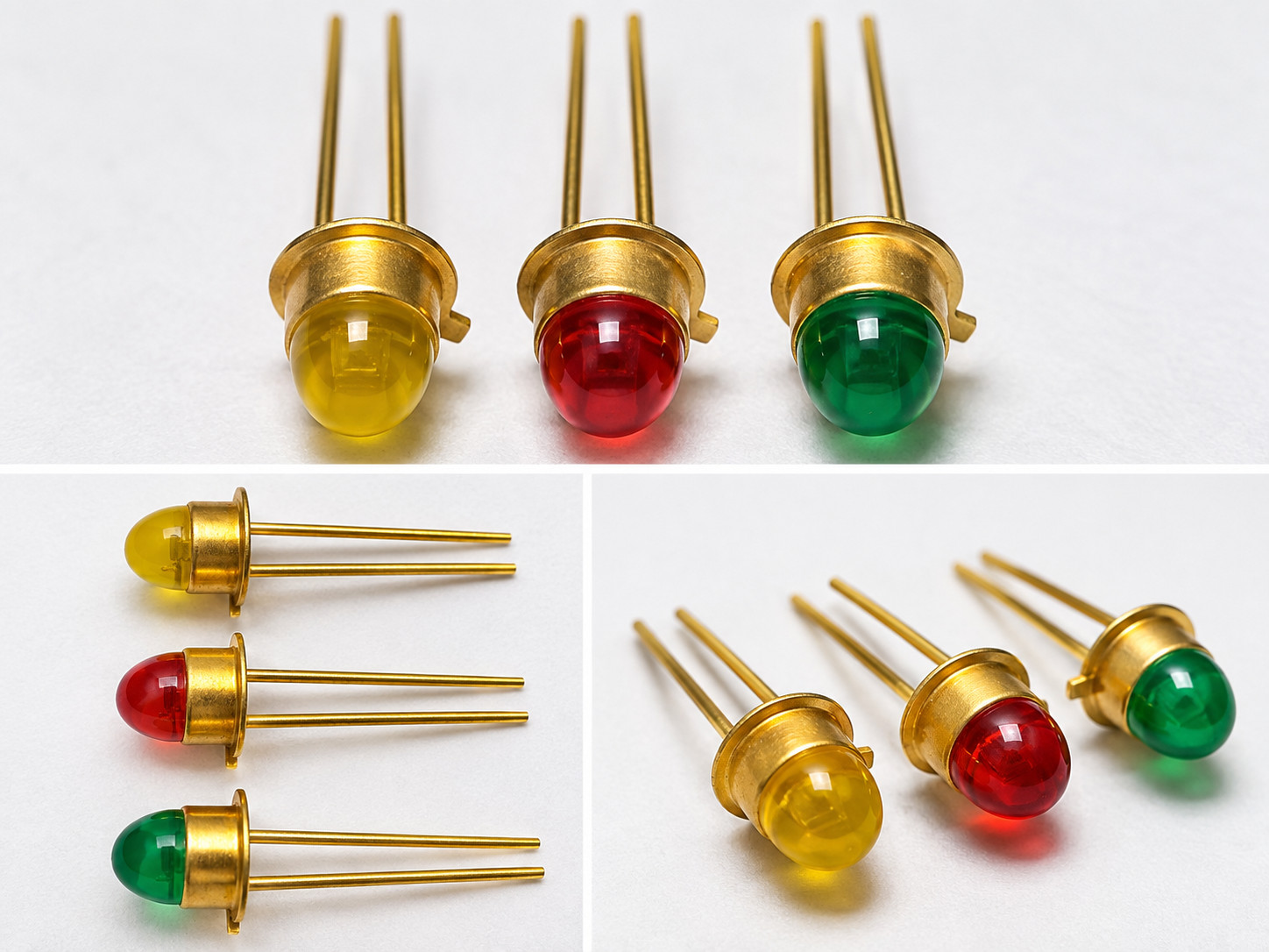 Lot of 3 pcs Vintage Rare Gold Platted Military 4mm LED Diodes NOS Unitra Cemi
