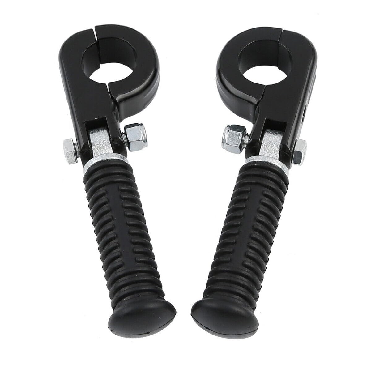 Black 32mm Crash Bar Footpegs + Clamps Pair Alum Rubber Honda Indian Yamaha
