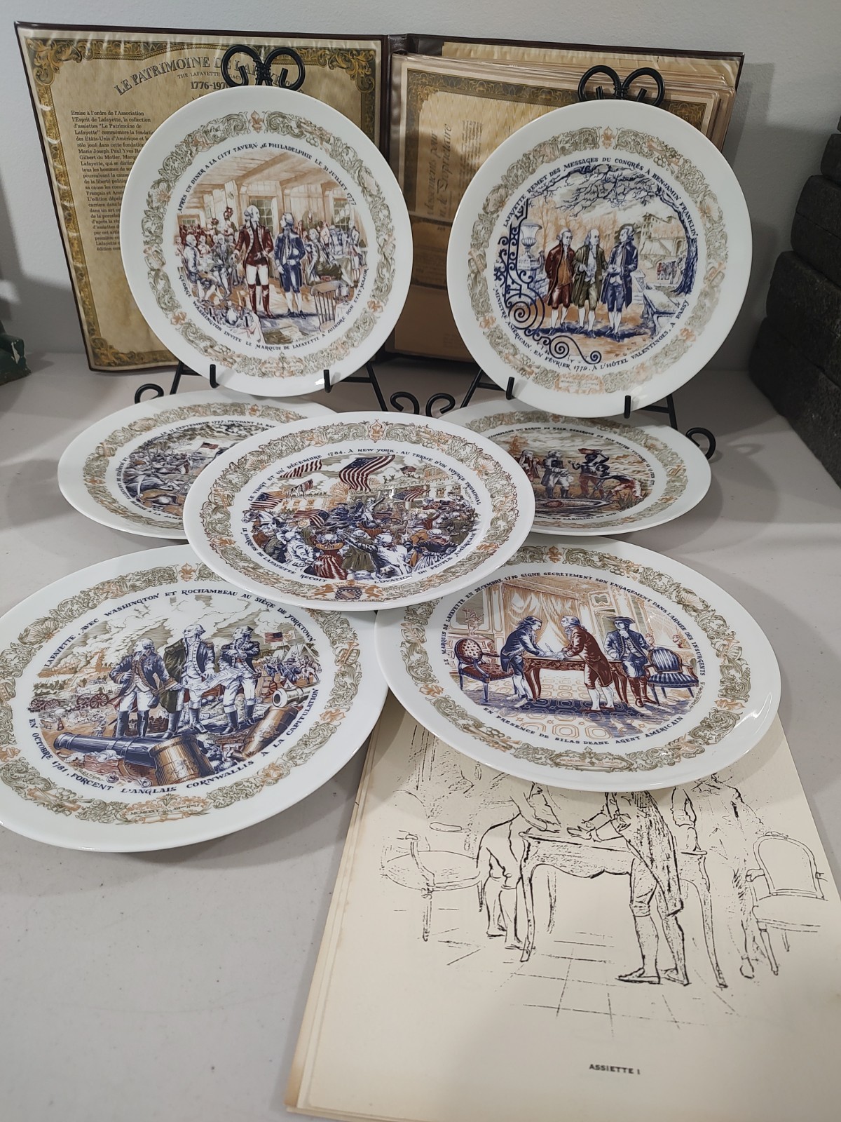 Set of 7 VINTAGE 1974 D\'ARCEAU-LIMOGES France LAFAYETTE LEGACY COLLECTOR PLATES