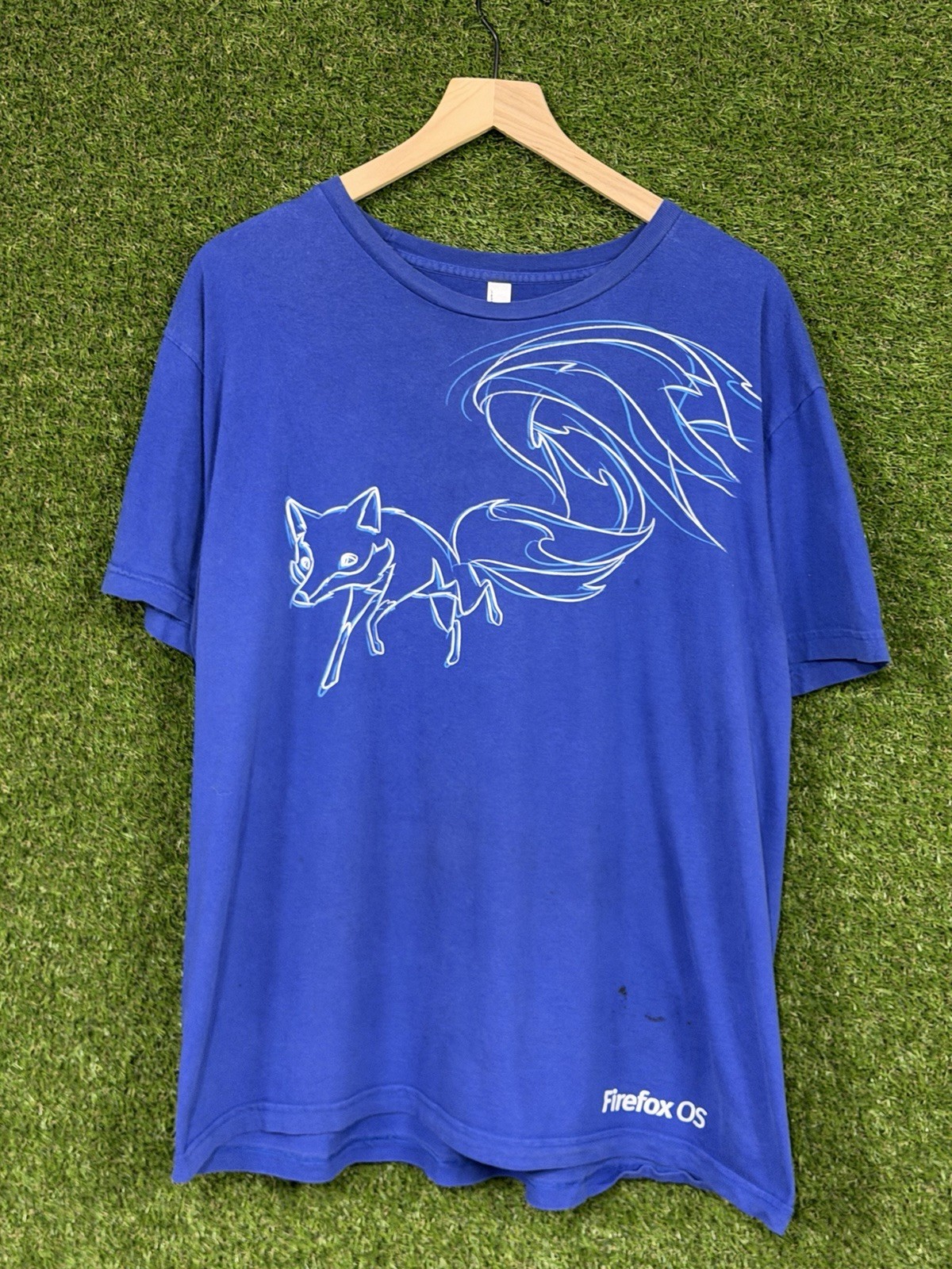 Vintage Firefox OS Internet Fox Art American Apparel AA Blue T Shirt XL