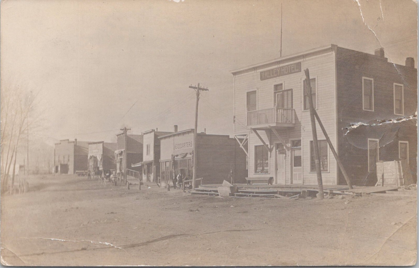 RPPC Nice Street Scene Headquarters Saloon Valley Hotel - California? c. 1910 RPPC Nice Street Scene Headquarters Saloon Valley Hotel - California? c. 1910