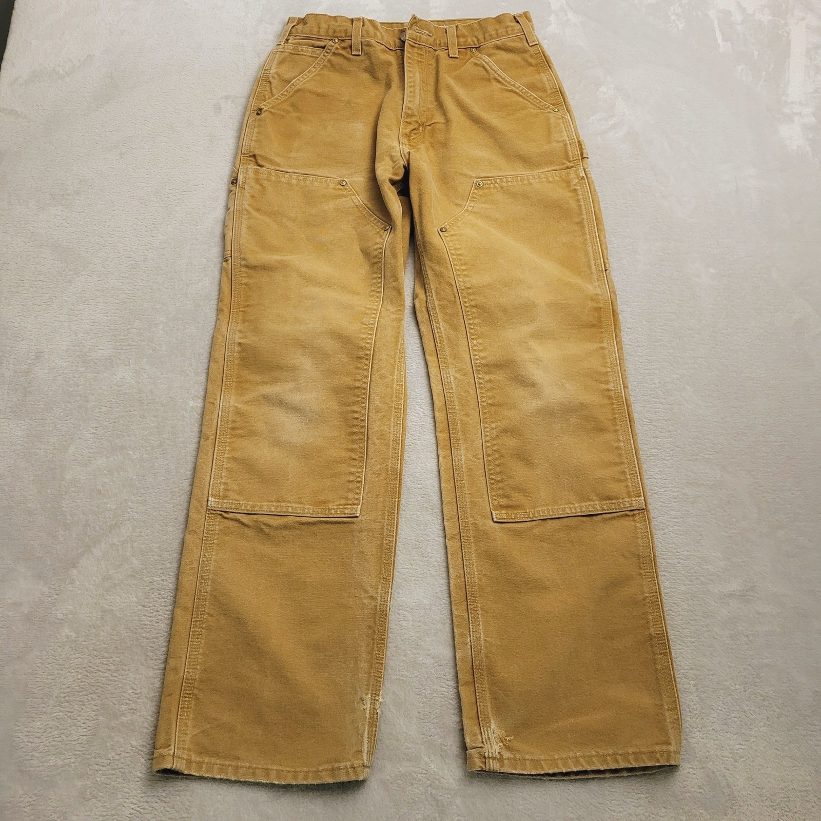 Carhartt Double Knee Work Pants Mens 28x30 Brown Duck Canvas Dungarees B01