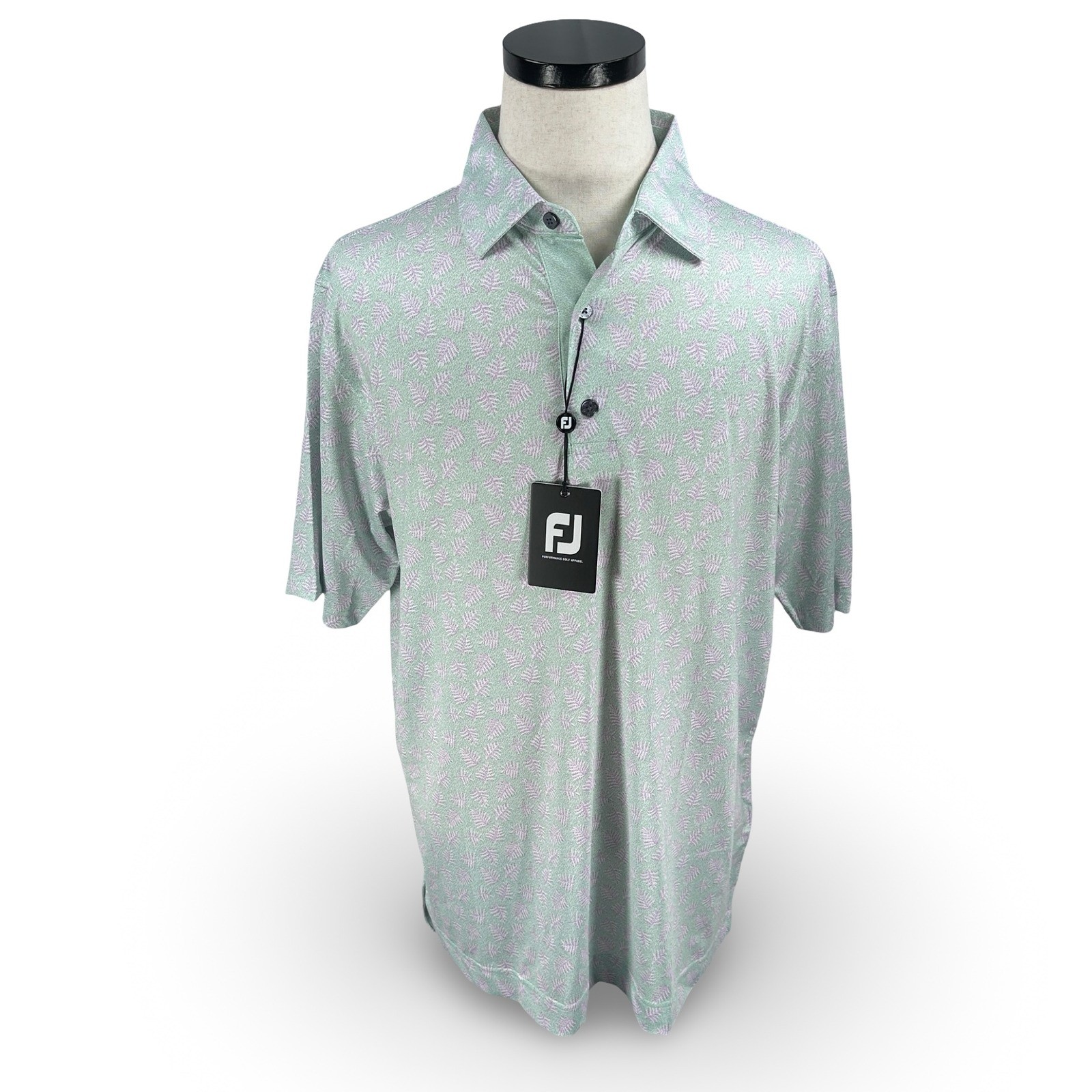 FootJoy Mens Shadow Palm Lisle Golf Polo Shirt Sage Lavender Large NWT 29588