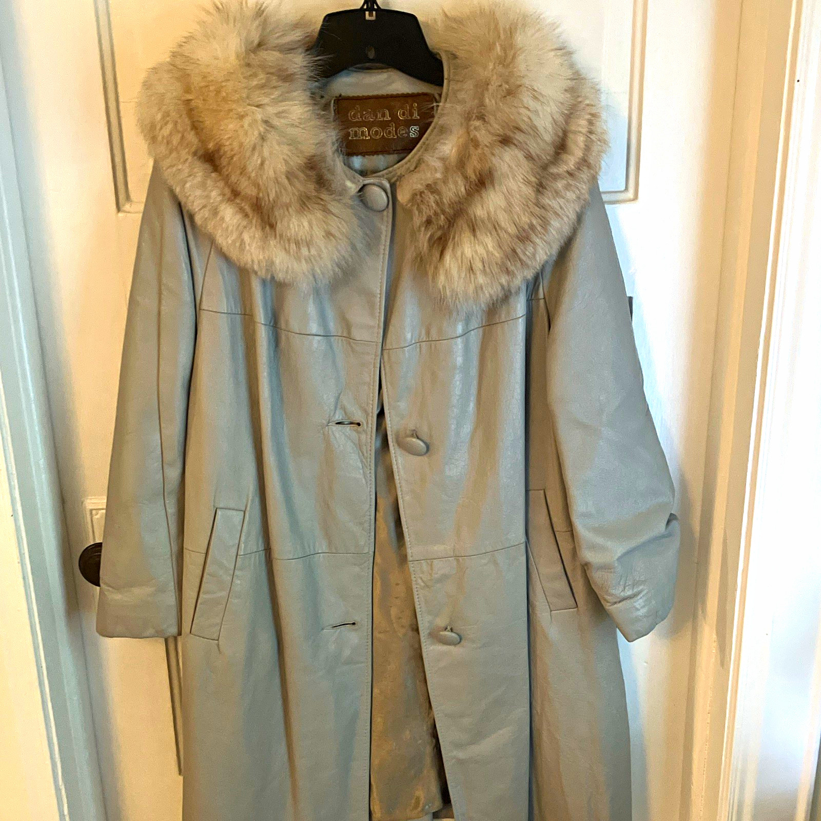 True Vintage Can Di Modes Women’s Gray glove leatherCoat natural Fur Trim True Vintage Can Di Modes Women’s Gray glove leatherCoat natural Fur Trim