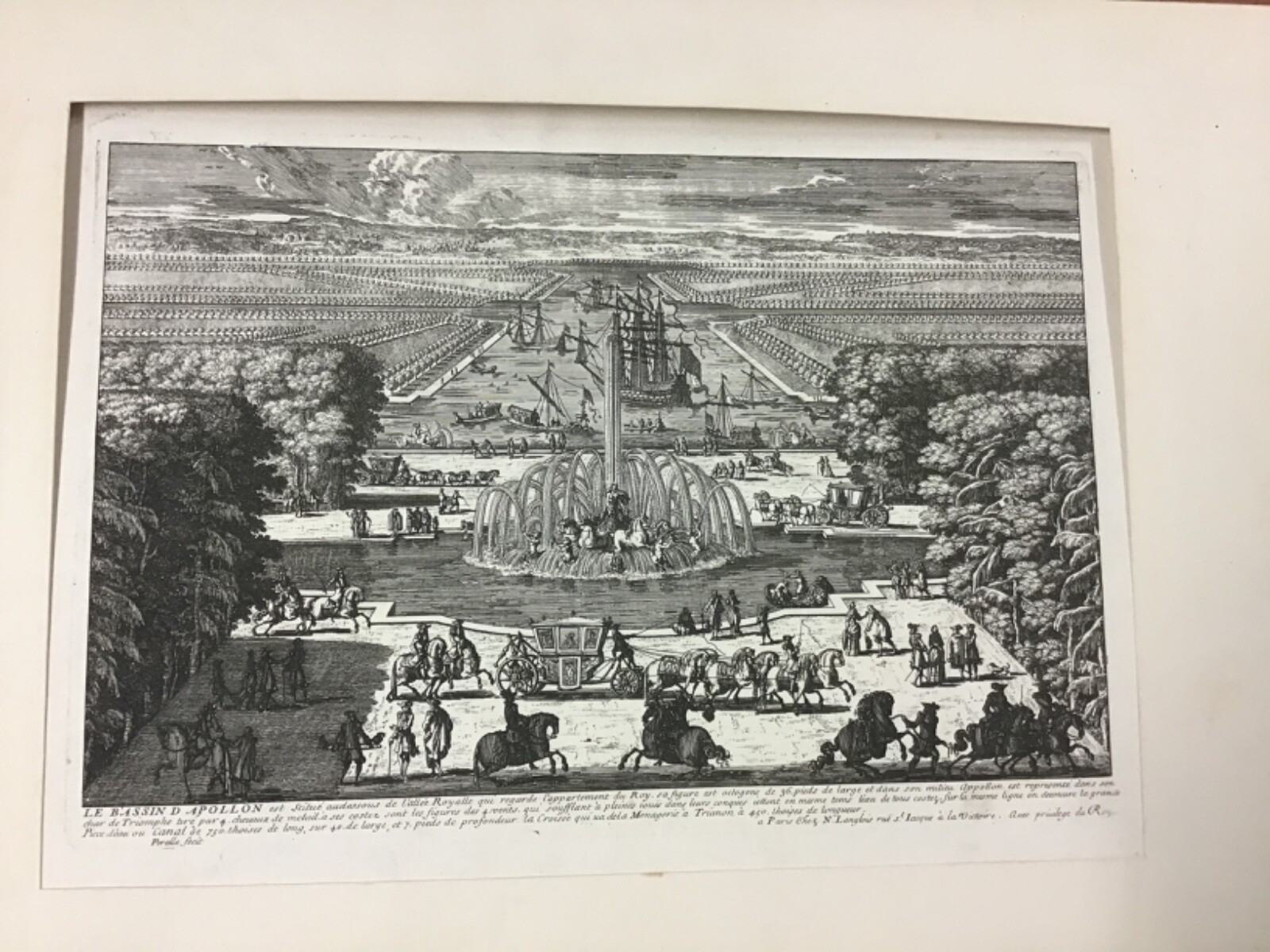 Original 1680’s Etching Adam Perelle Fountain Of Appolo Versailles Original 1680’s Etching Adam Perelle Fountain Of Appolo Versailles