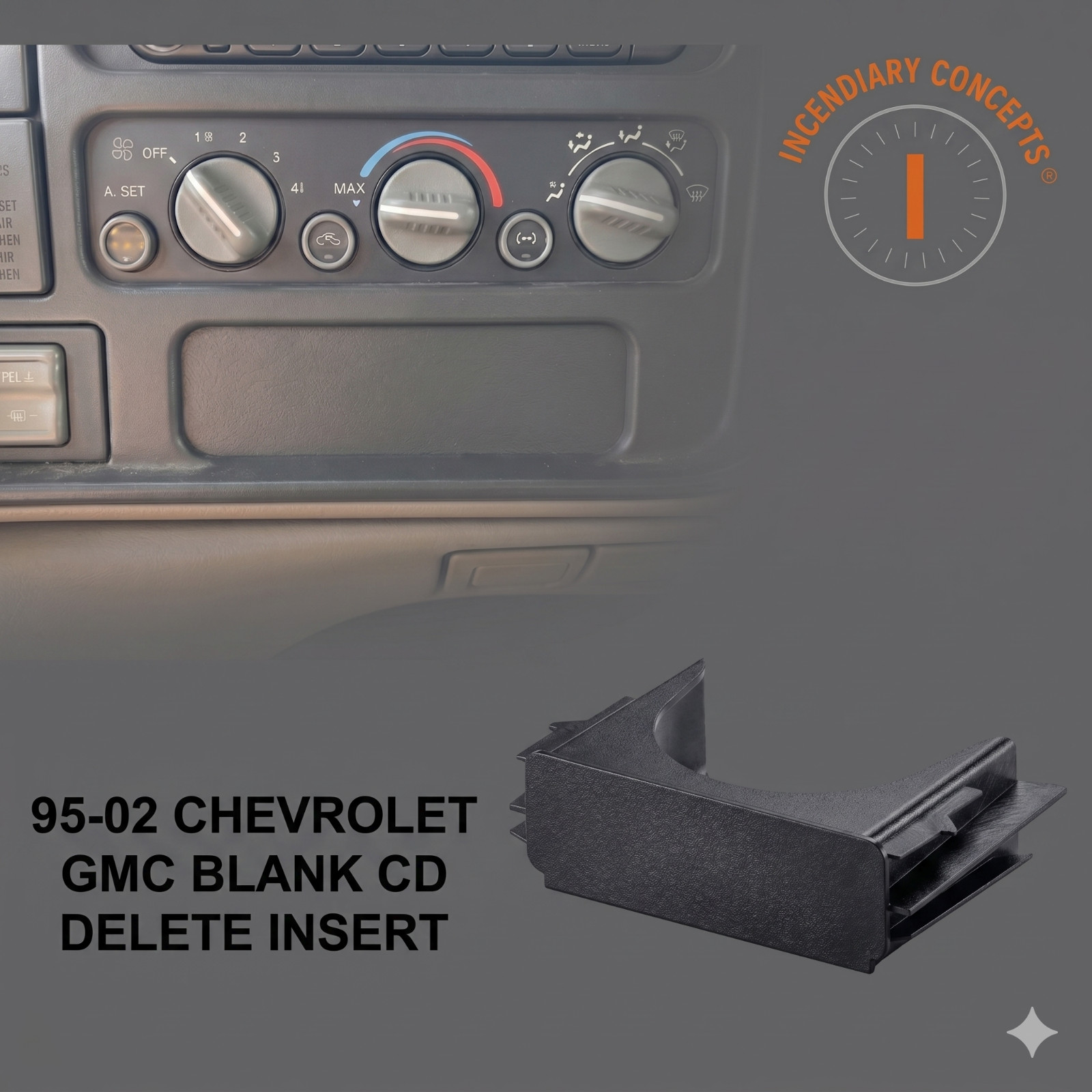 95-02 Chevy GMC Silverado Suburban Tahoe Yukon CD Delete Blank Dash Panel Insert