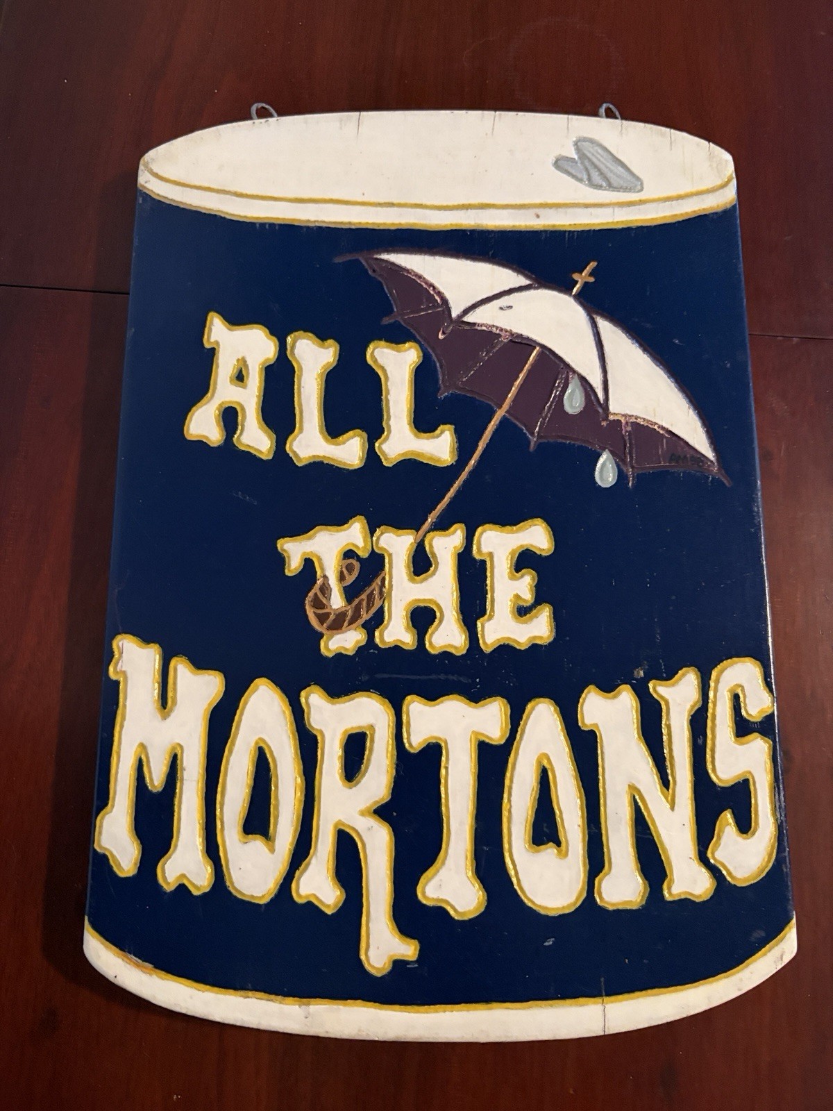 Vintage Morton Salt Sign Folk Art  Pop Art  Advertisement Hand Carved & Painted